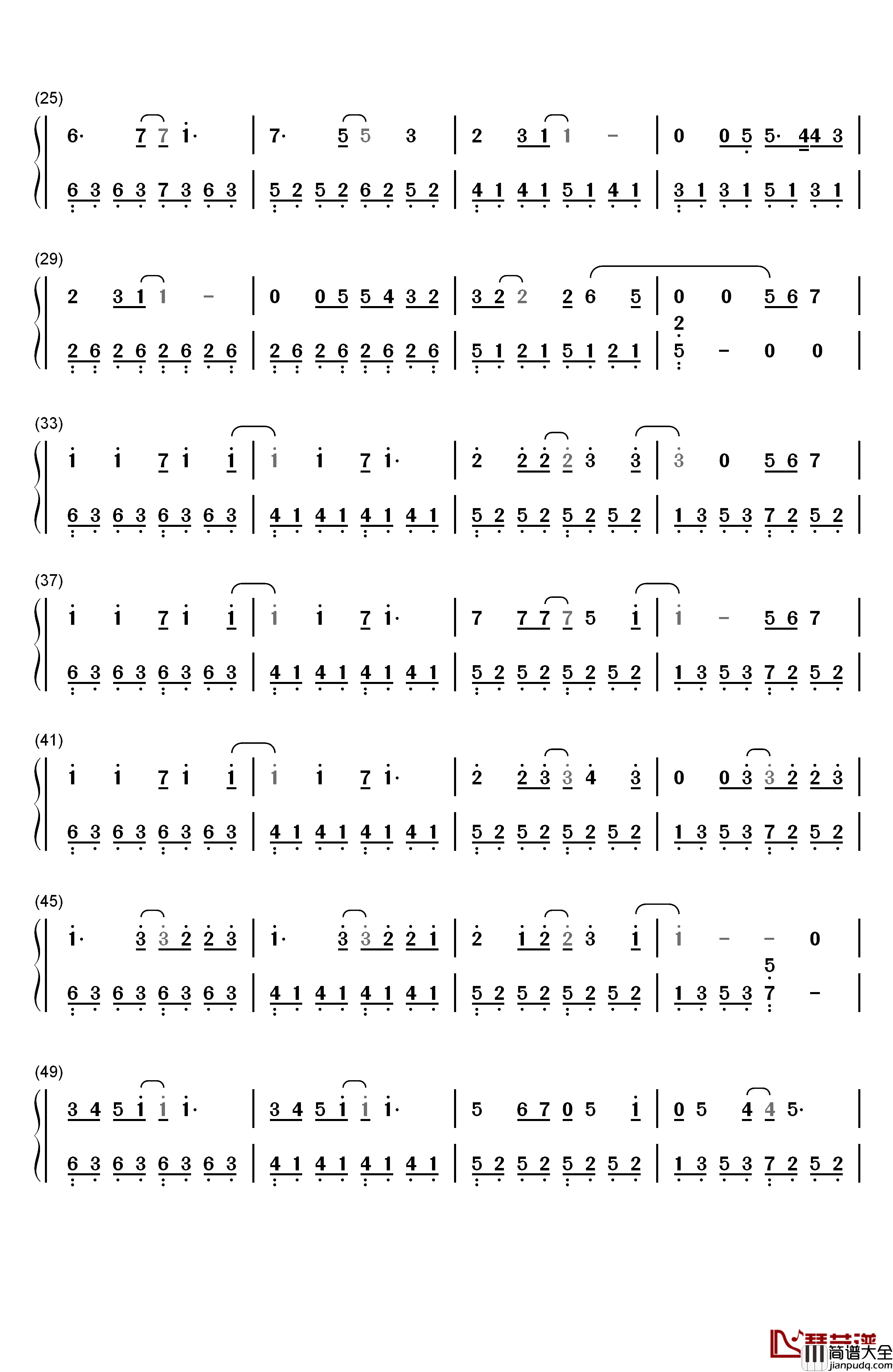 阳光宅男钢琴简谱_数字双手_周杰伦