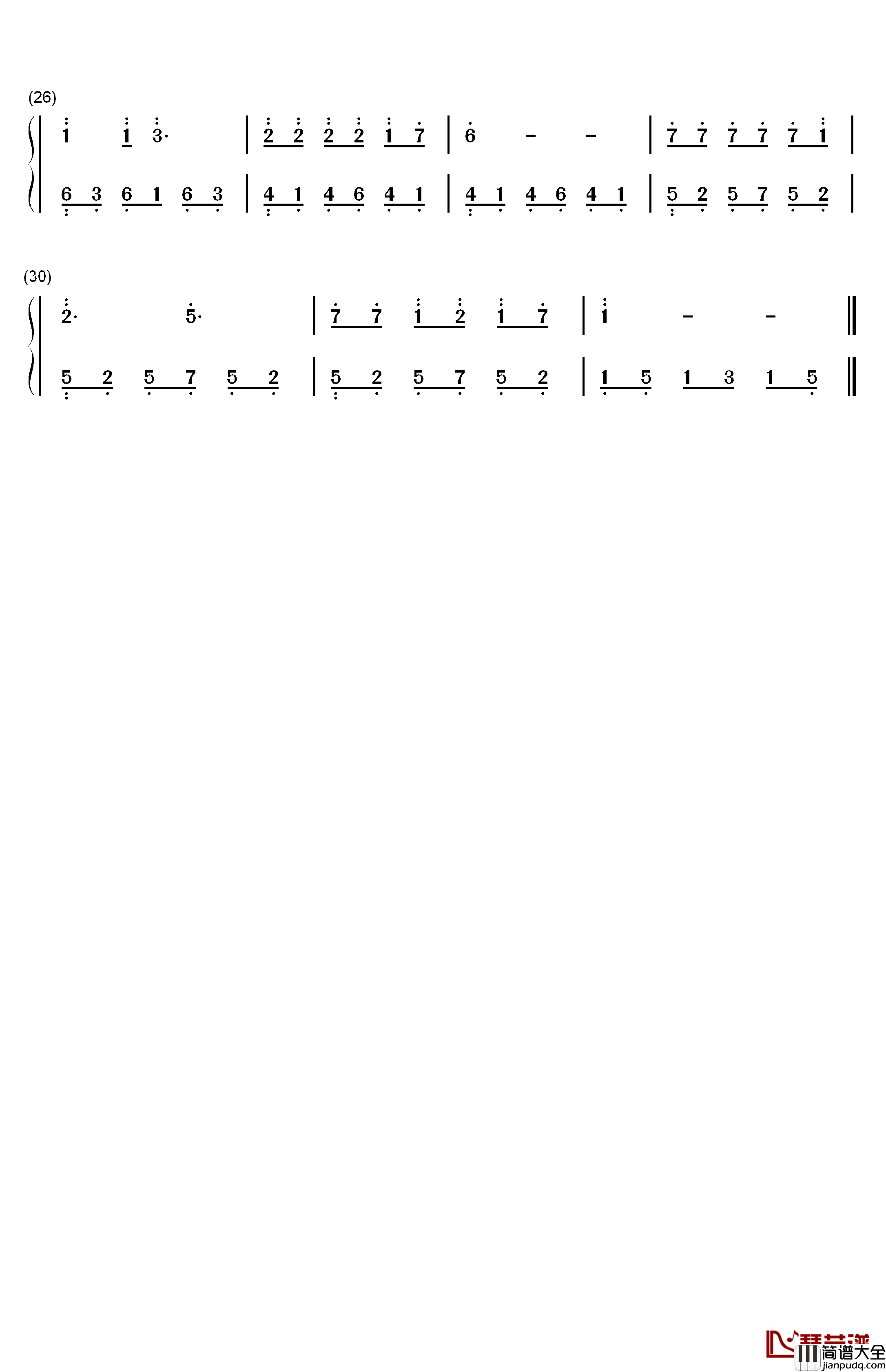 同桌的你钢琴简谱_数字双手_老狼