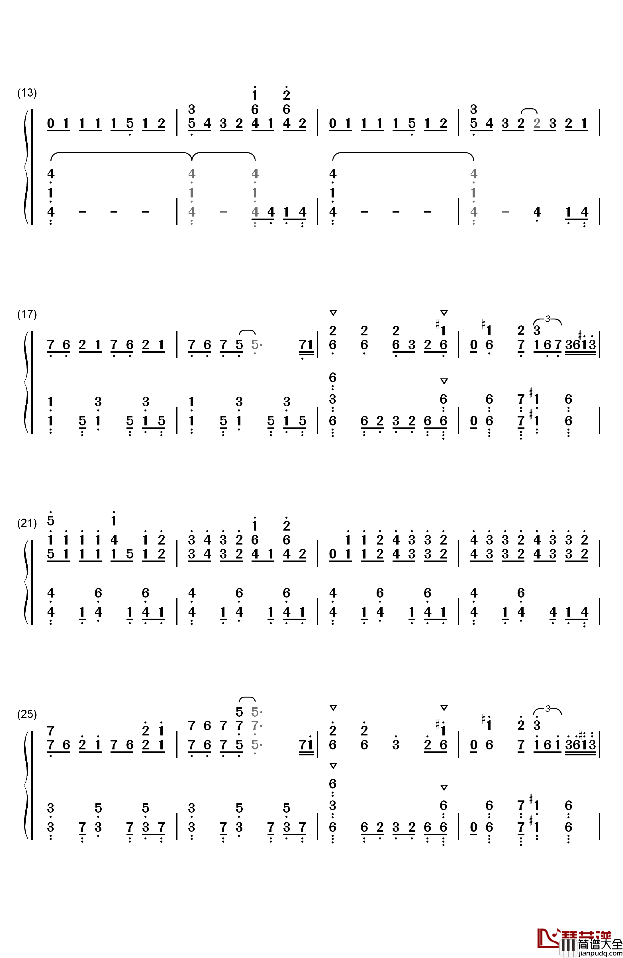 ノーポイッ！钢琴简谱_数字双手_Petit_Rabbit's