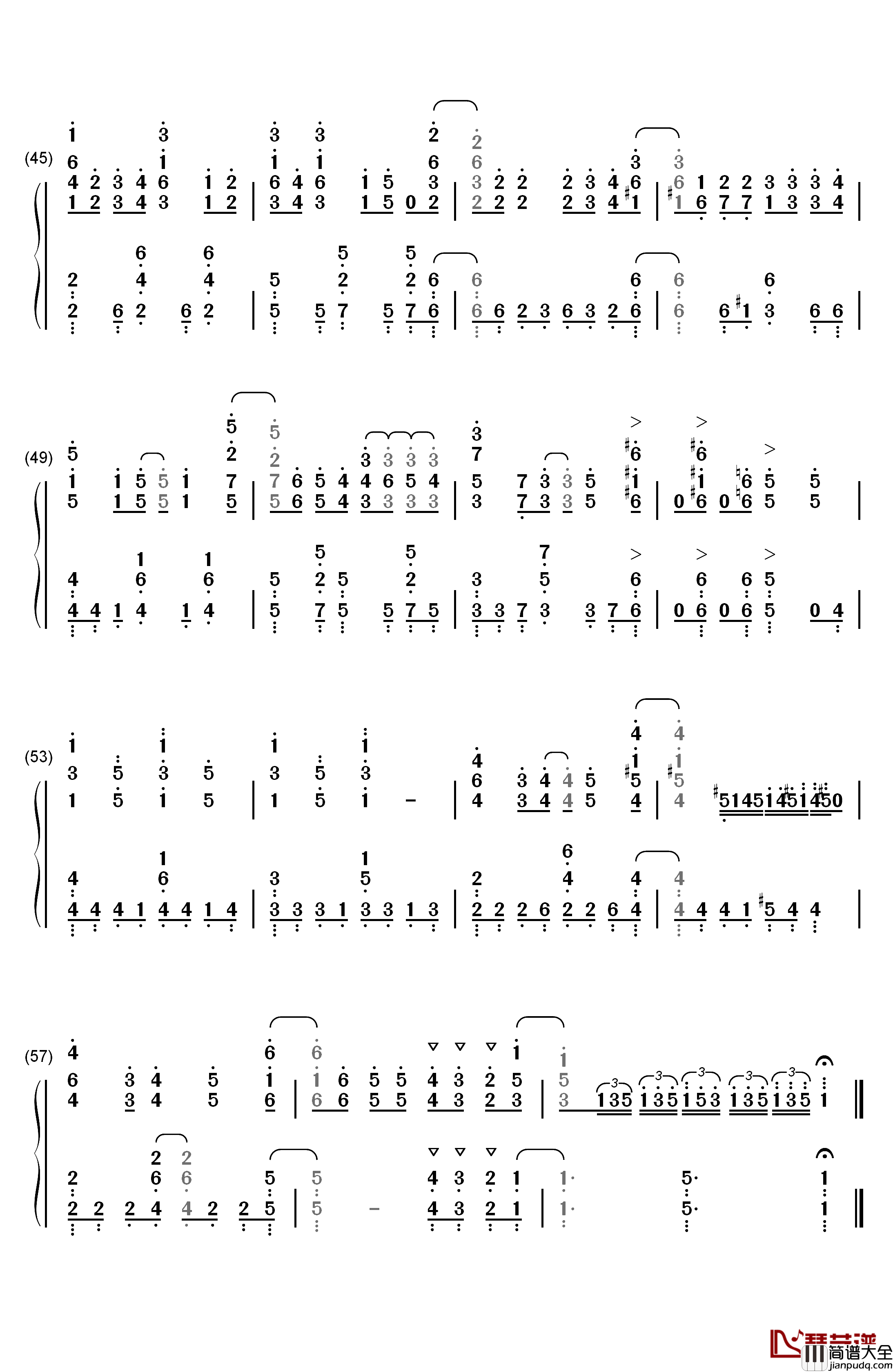 ノーポイッ！钢琴简谱_数字双手_Petit_Rabbit's