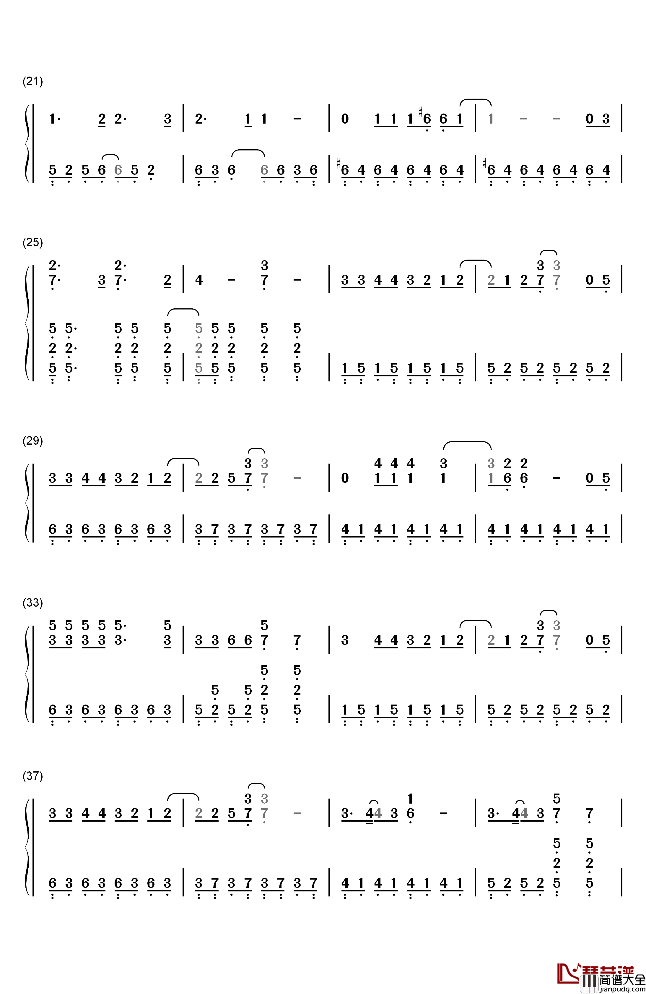 ANNIVERSARY钢琴简谱_数字双手_Sid