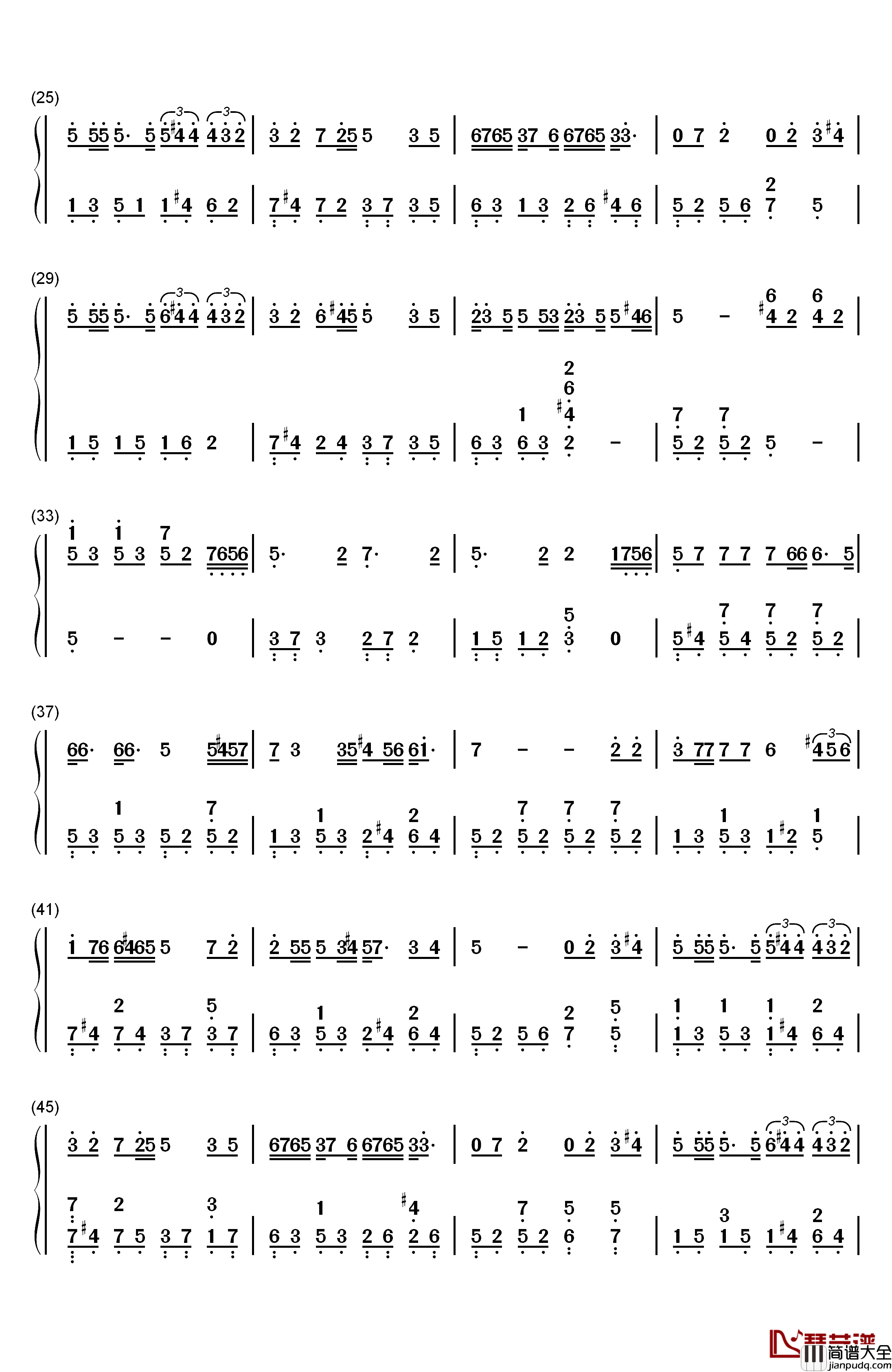 幸福不是情歌钢琴简谱_数字双手_刘若英