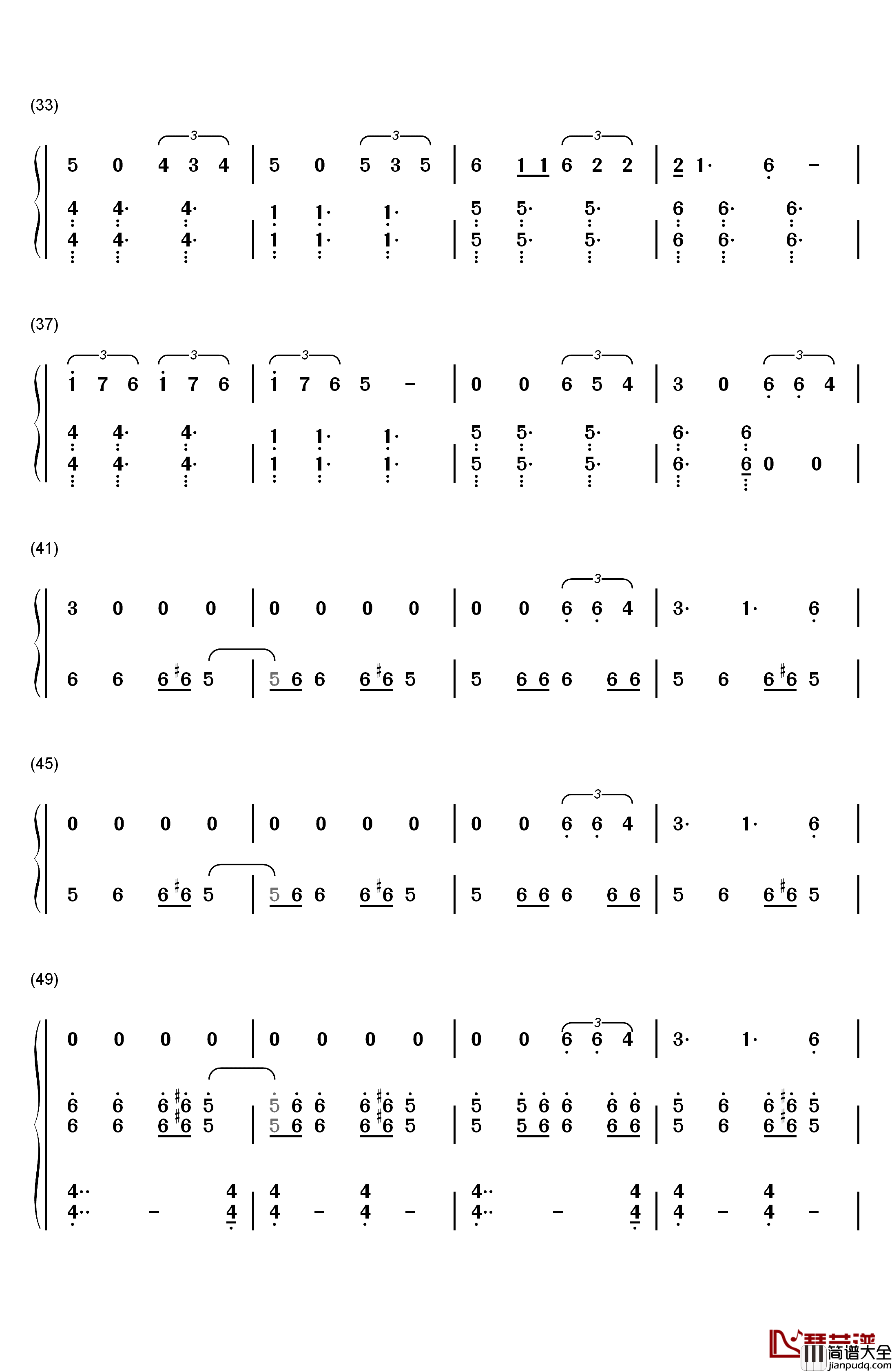 Dont_Let_Me_Down（三声部）钢琴简谱_数字双手_The_Chainsmokers