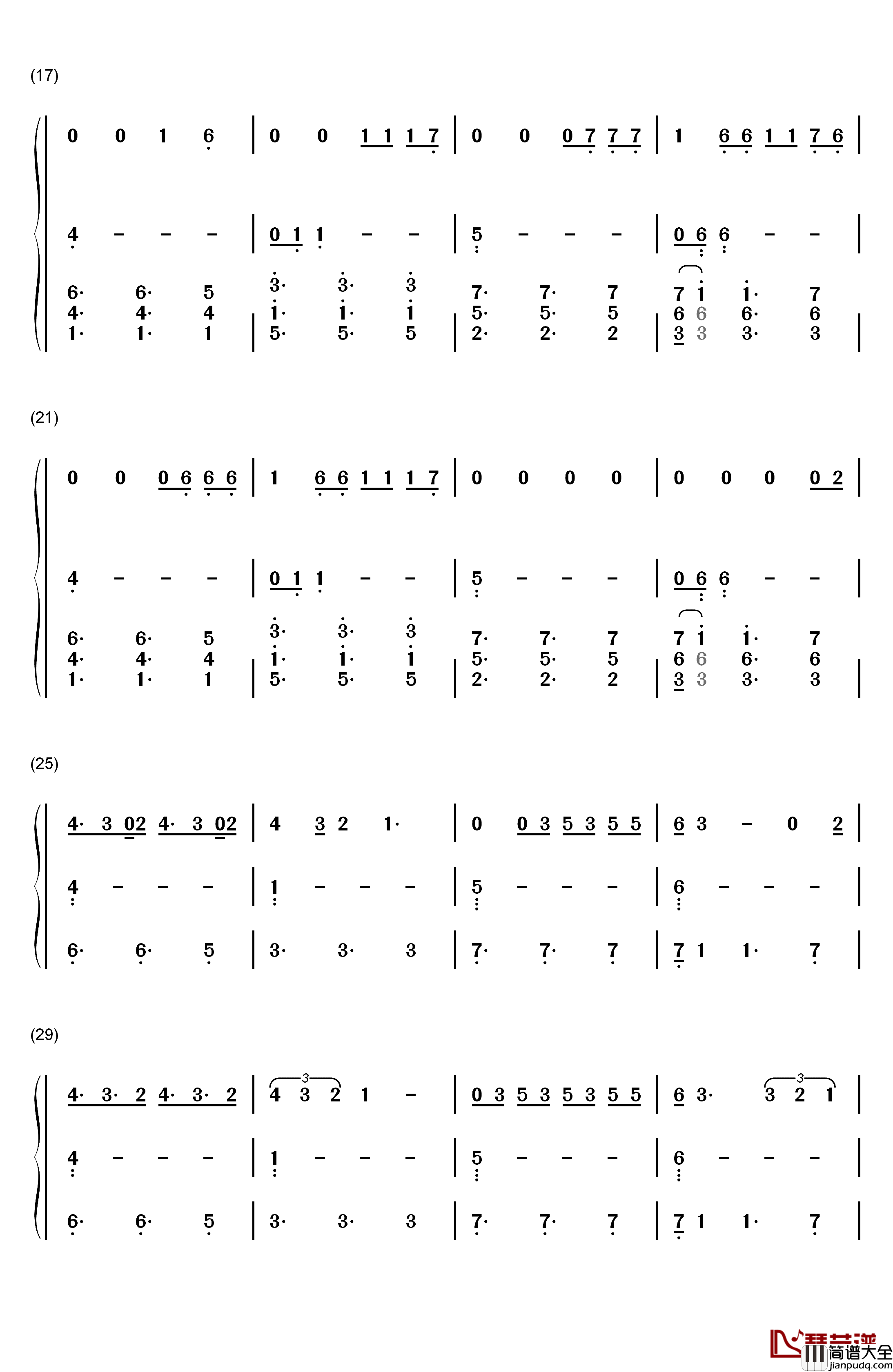 Dont_Let_Me_Down（三声部）钢琴简谱_数字双手_The_Chainsmokers