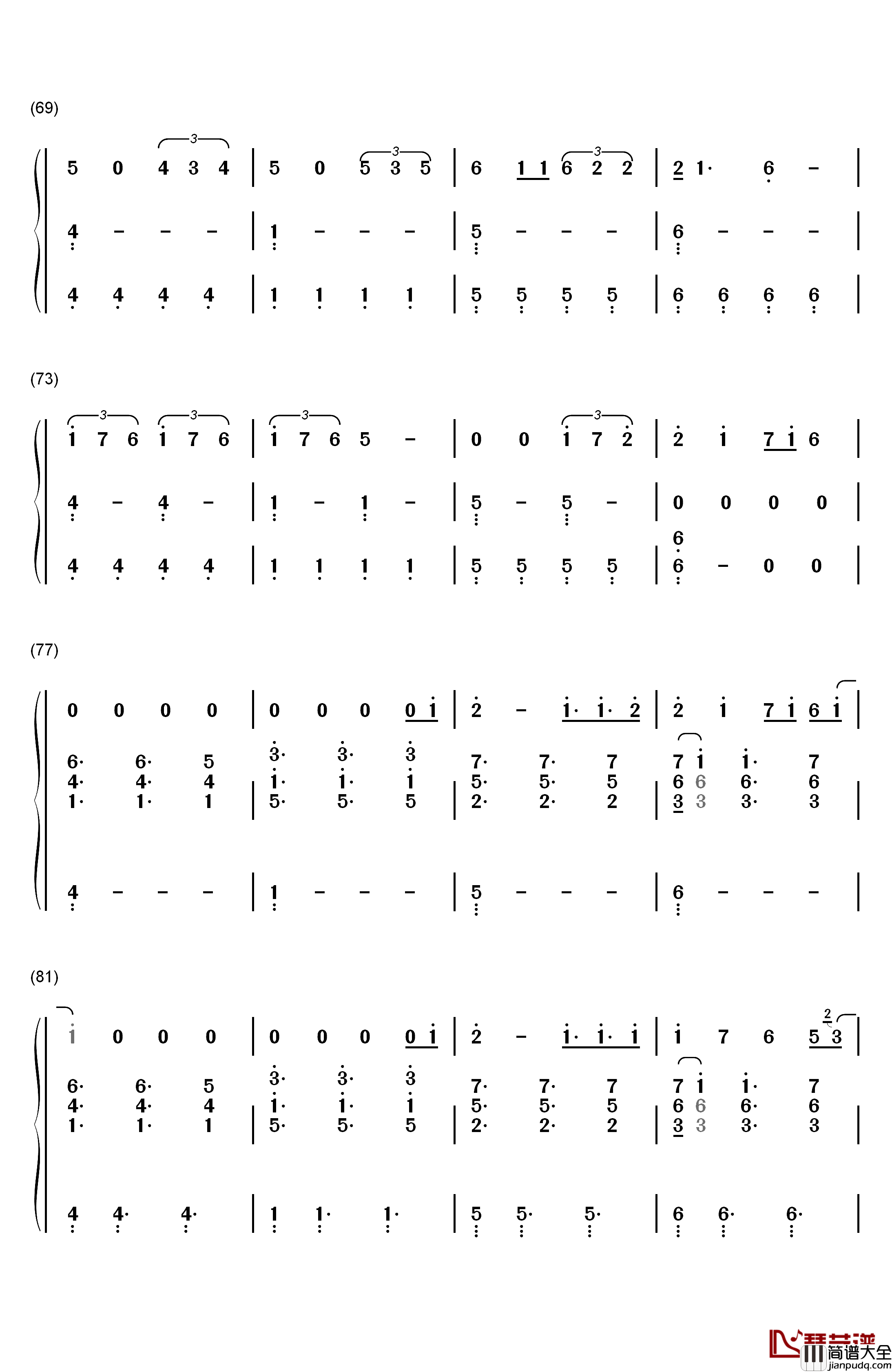 Dont_Let_Me_Down（三声部）钢琴简谱_数字双手_The_Chainsmokers