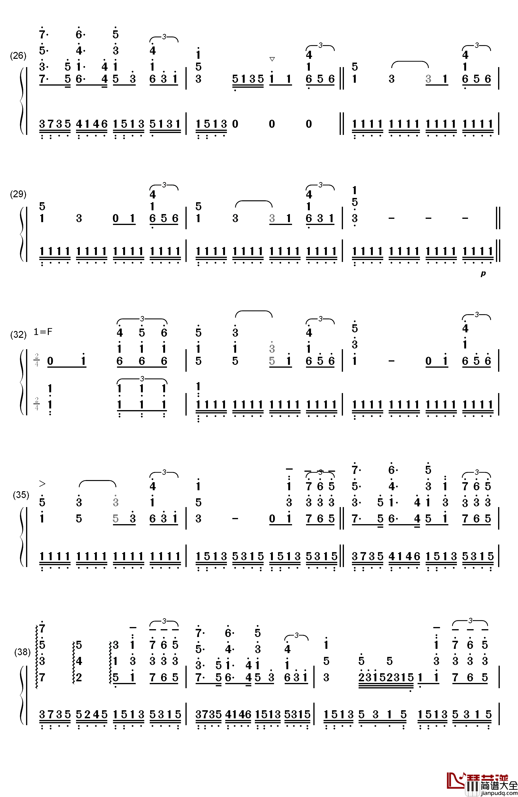 火的战车钢琴简谱_数字双手_Vangelis