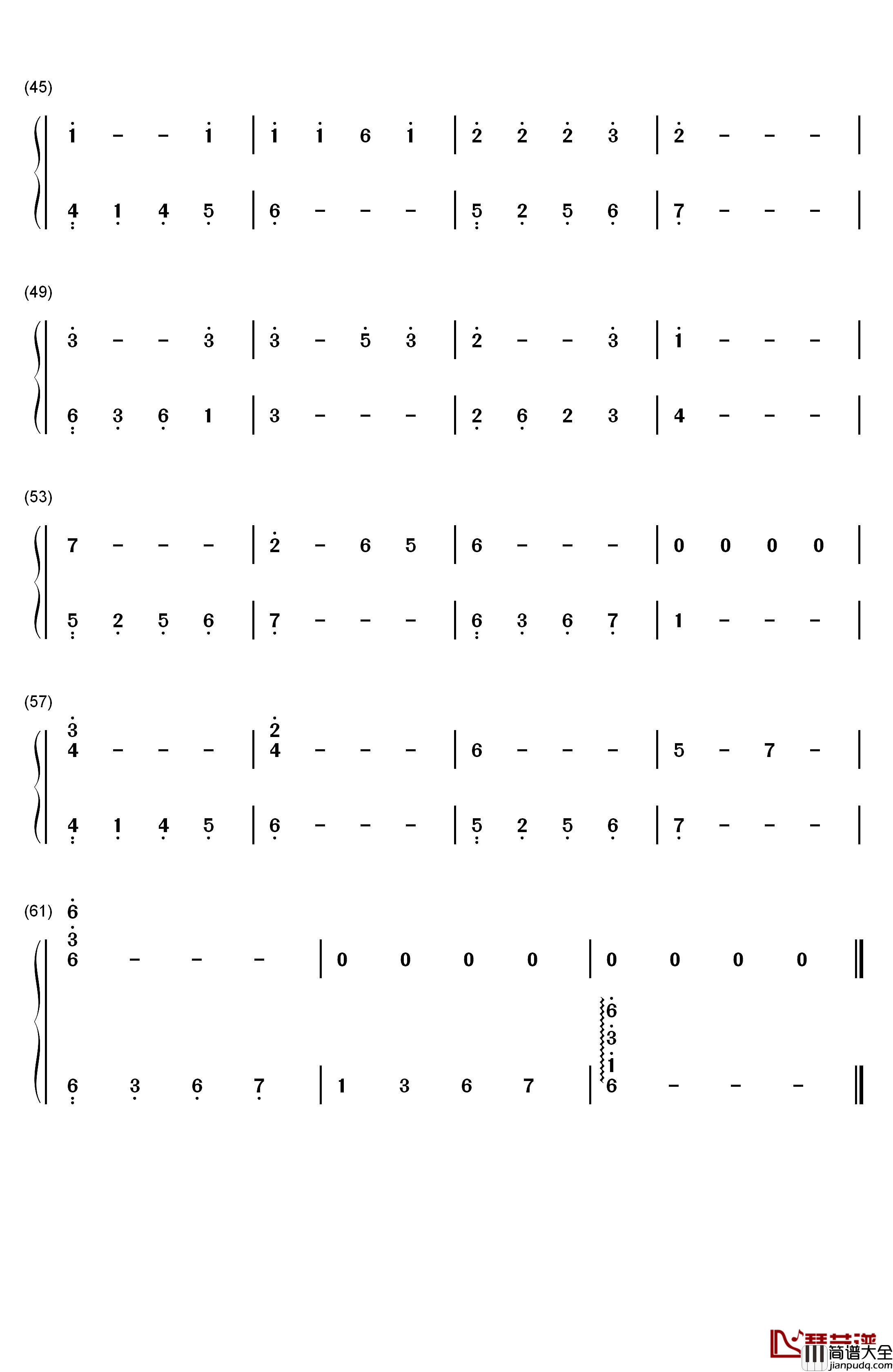 夏日星钢琴简谱_数字双手_火影忍者