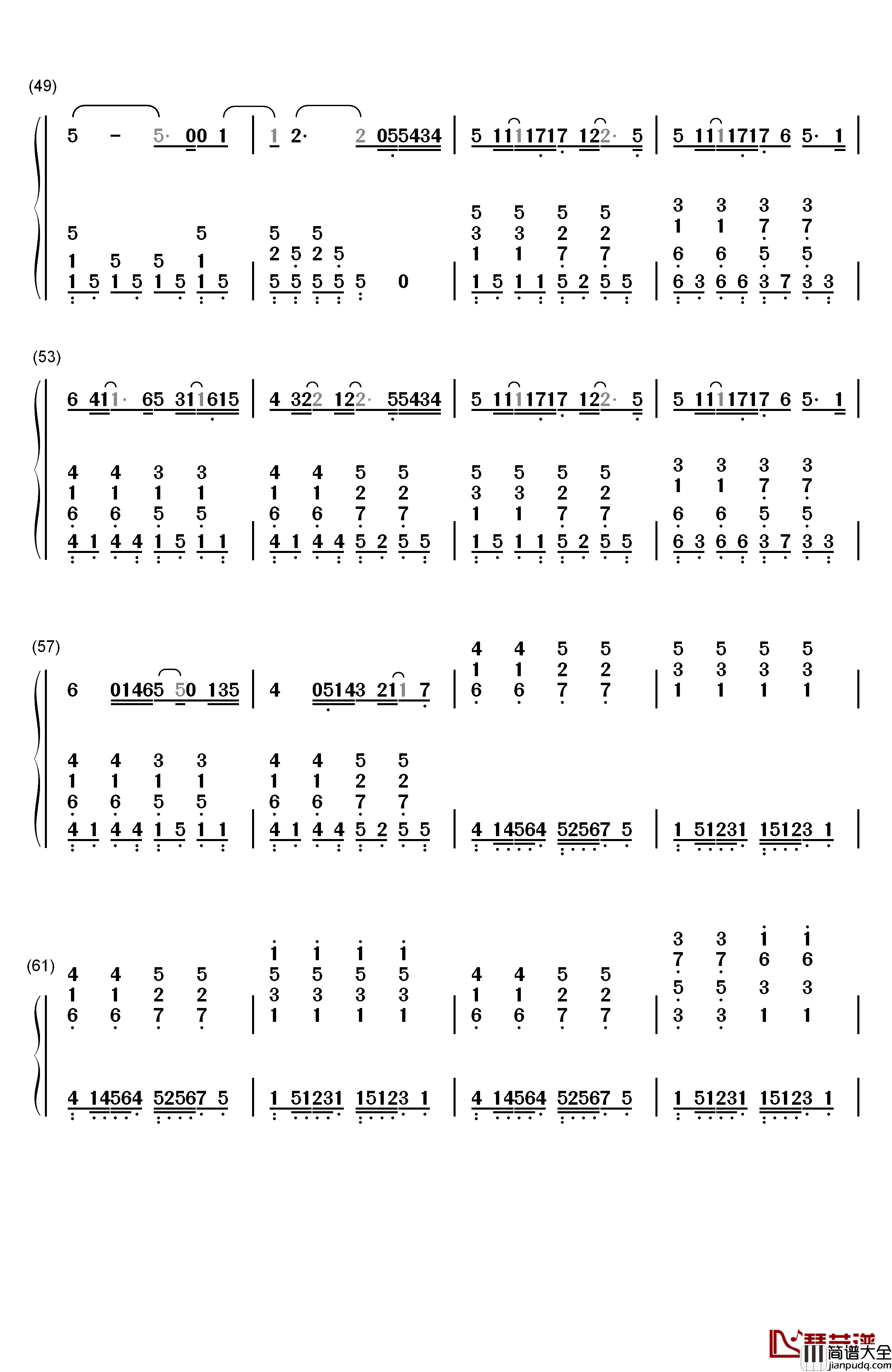 给你钢琴简谱_数字双手_SNH48_易嘉爱