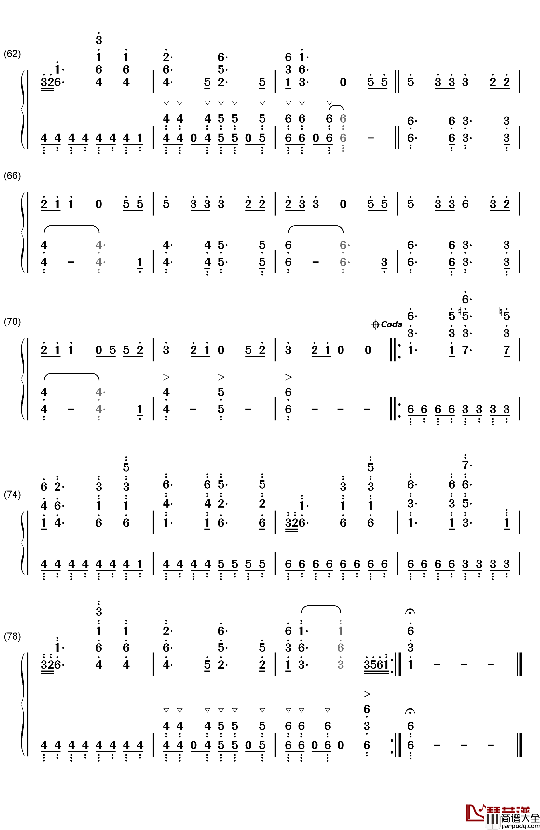 Waiting_for_Love钢琴简谱_数字双手_Avicii