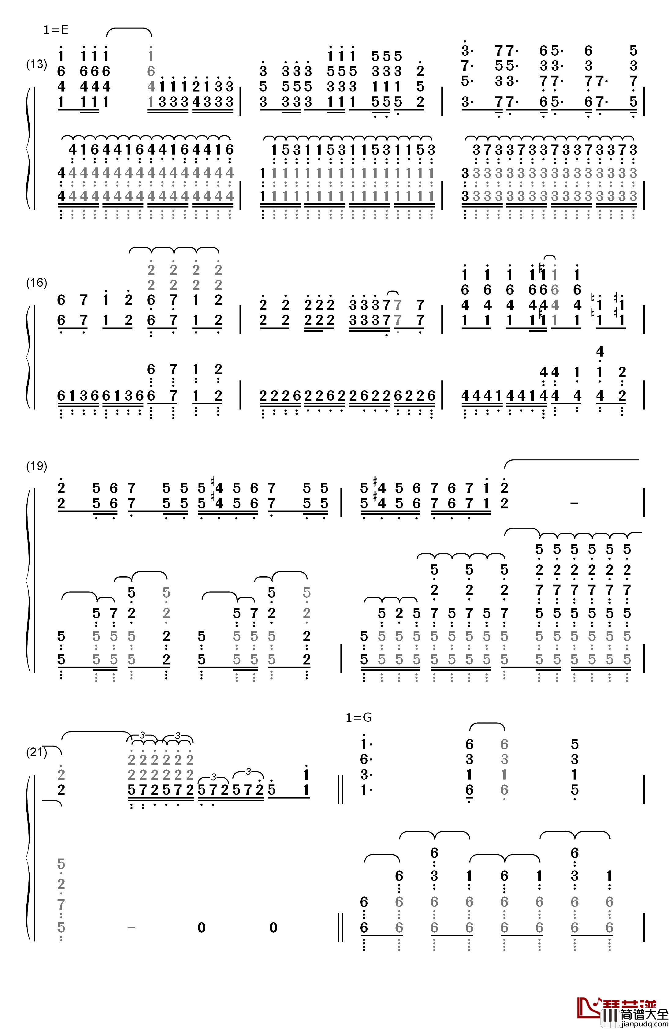 Coolest钢琴简谱_数字双手_customi_z