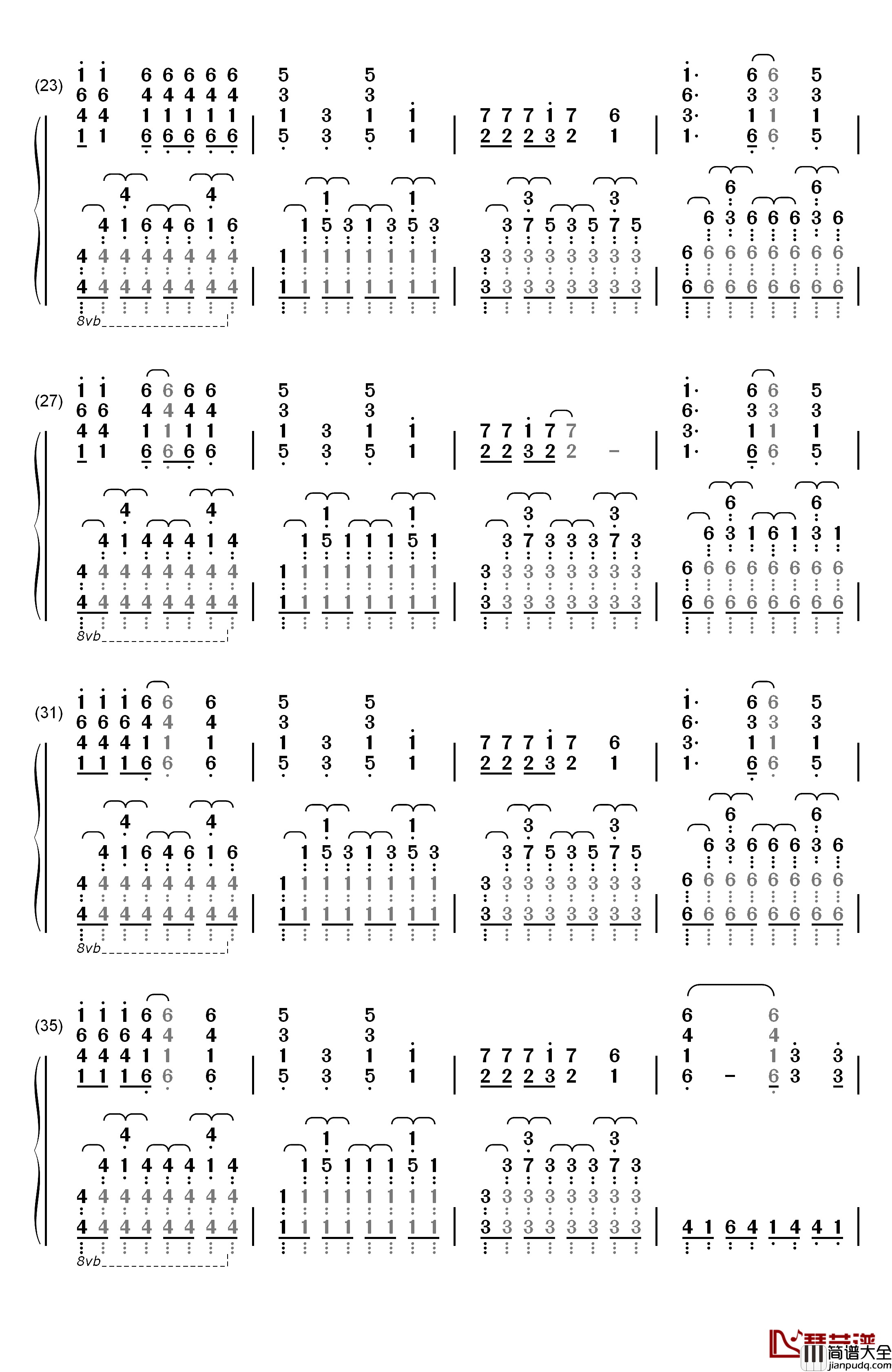 Coolest钢琴简谱_数字双手_customi_z