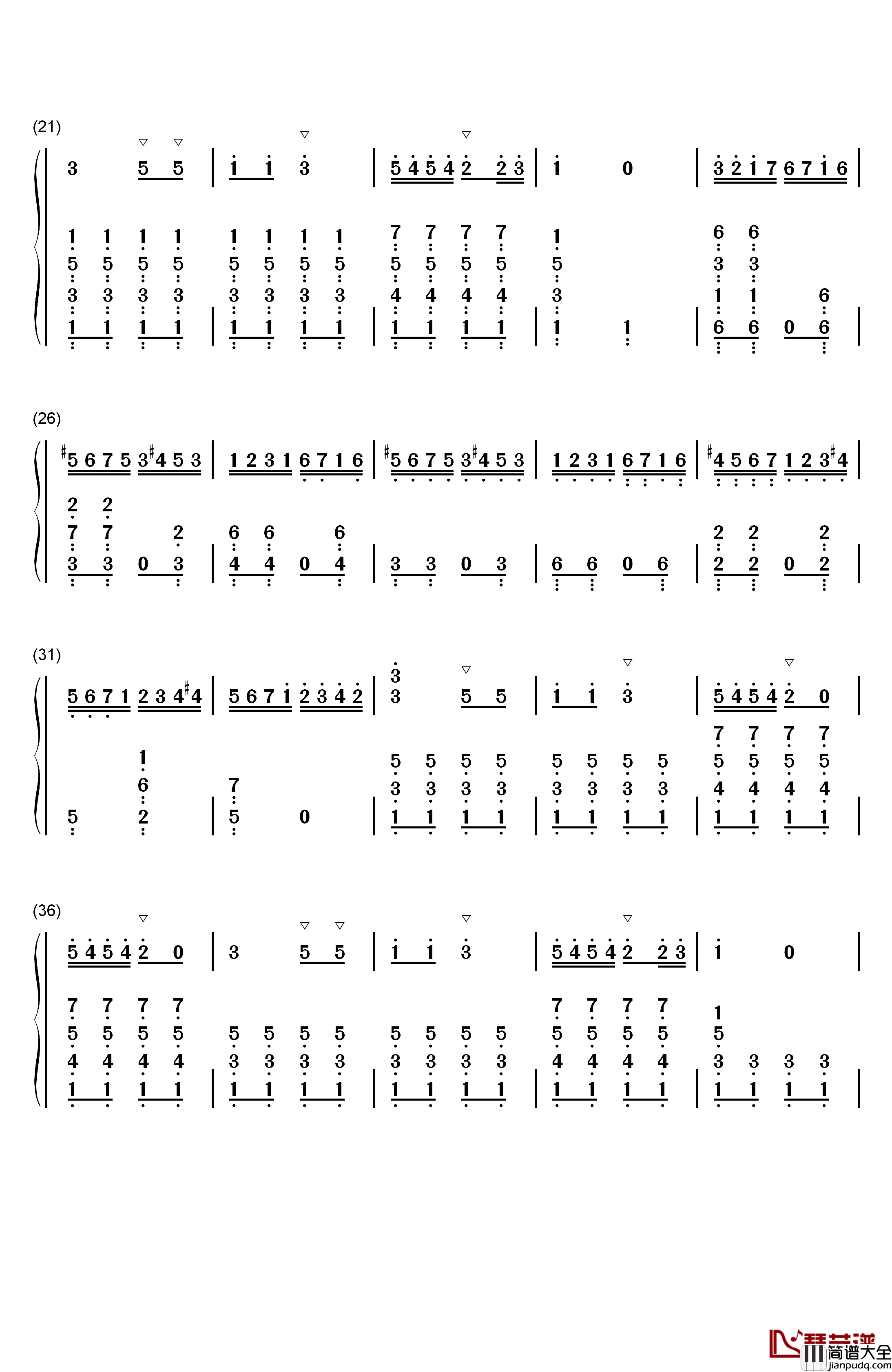 丢失一分钱的愤怒钢琴简谱_数字双手_贝多芬