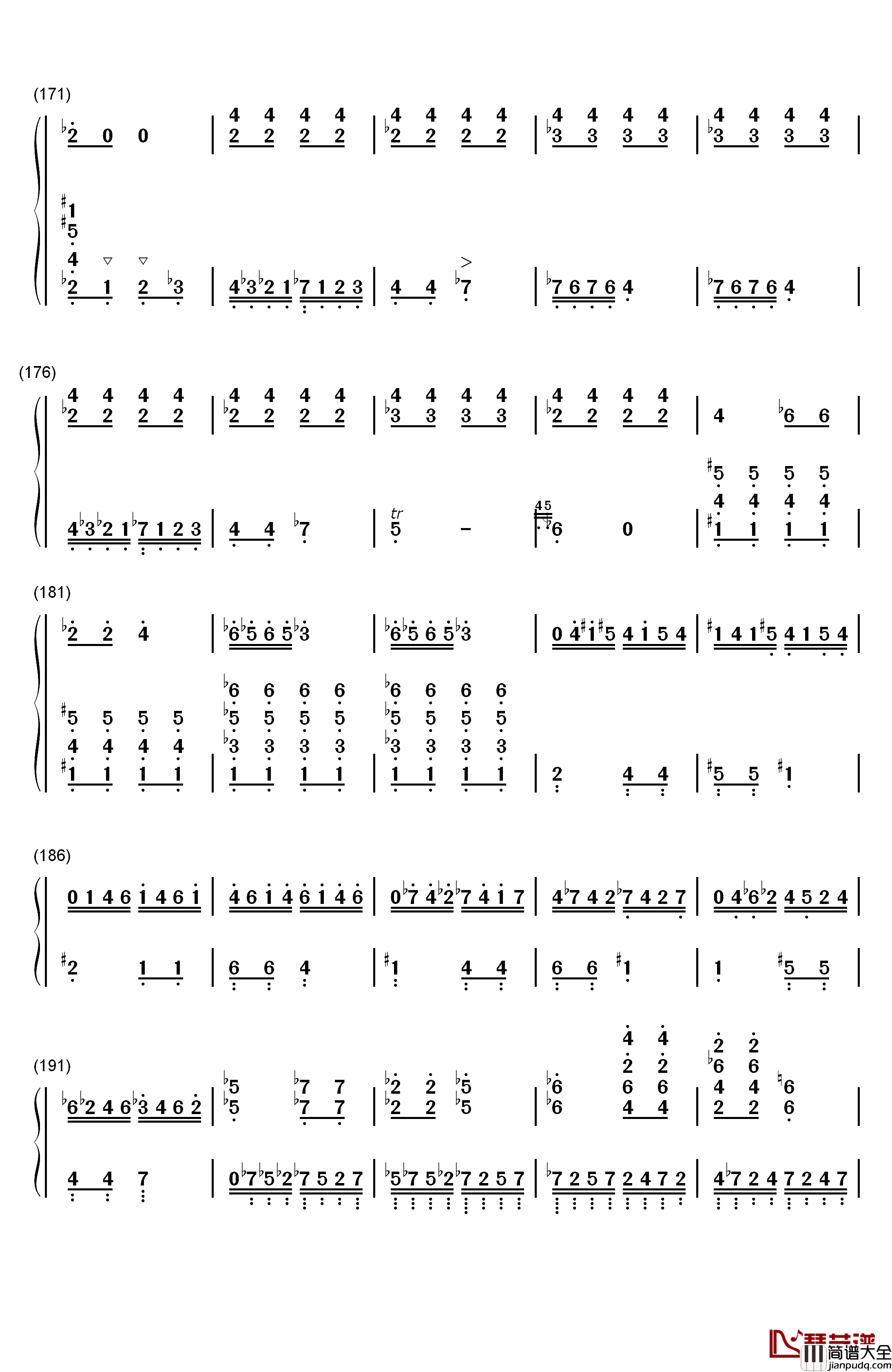 丢失一分钱的愤怒钢琴简谱_数字双手_贝多芬