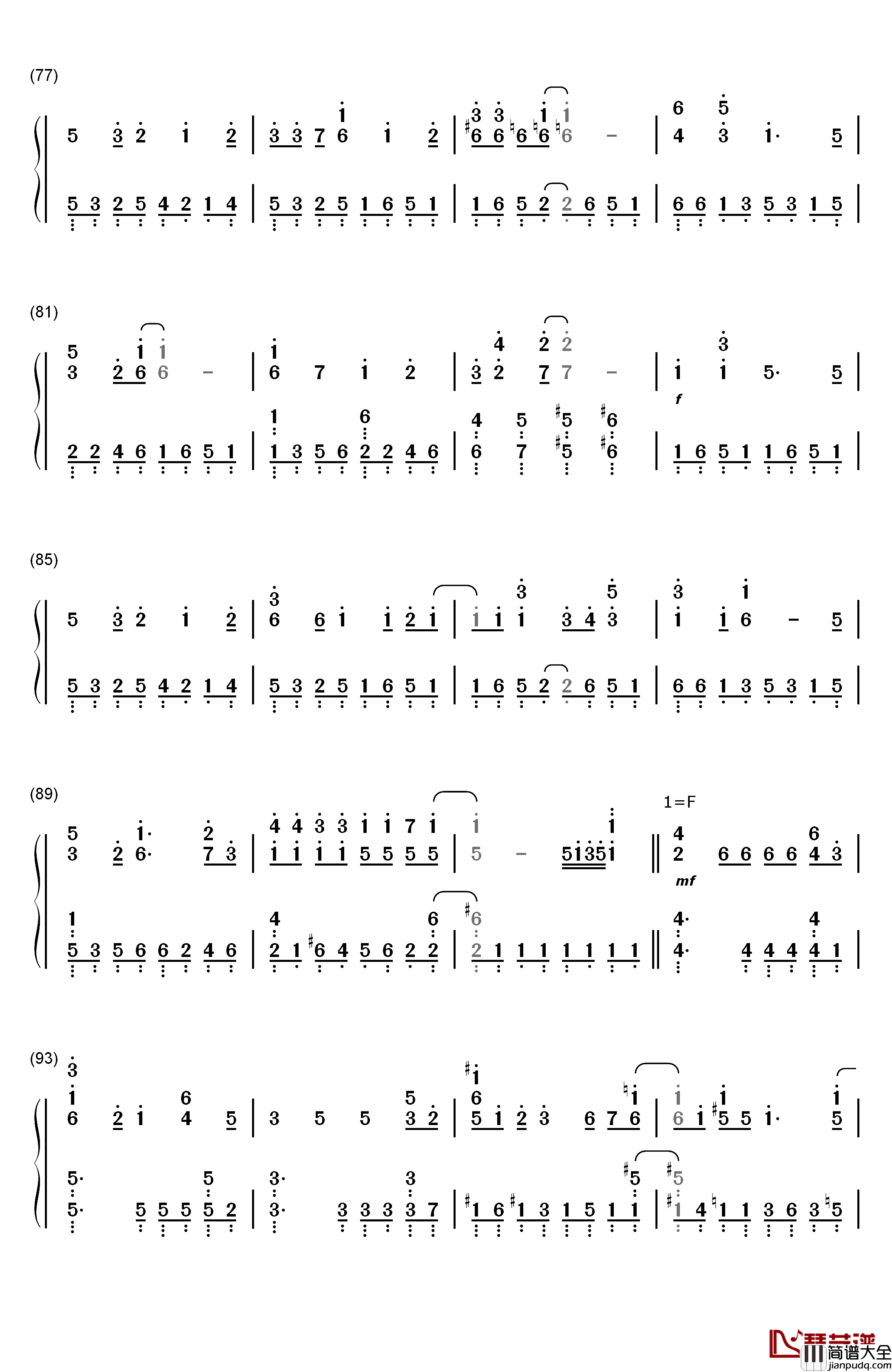 Star!!钢琴简谱_数字双手_田中秀和