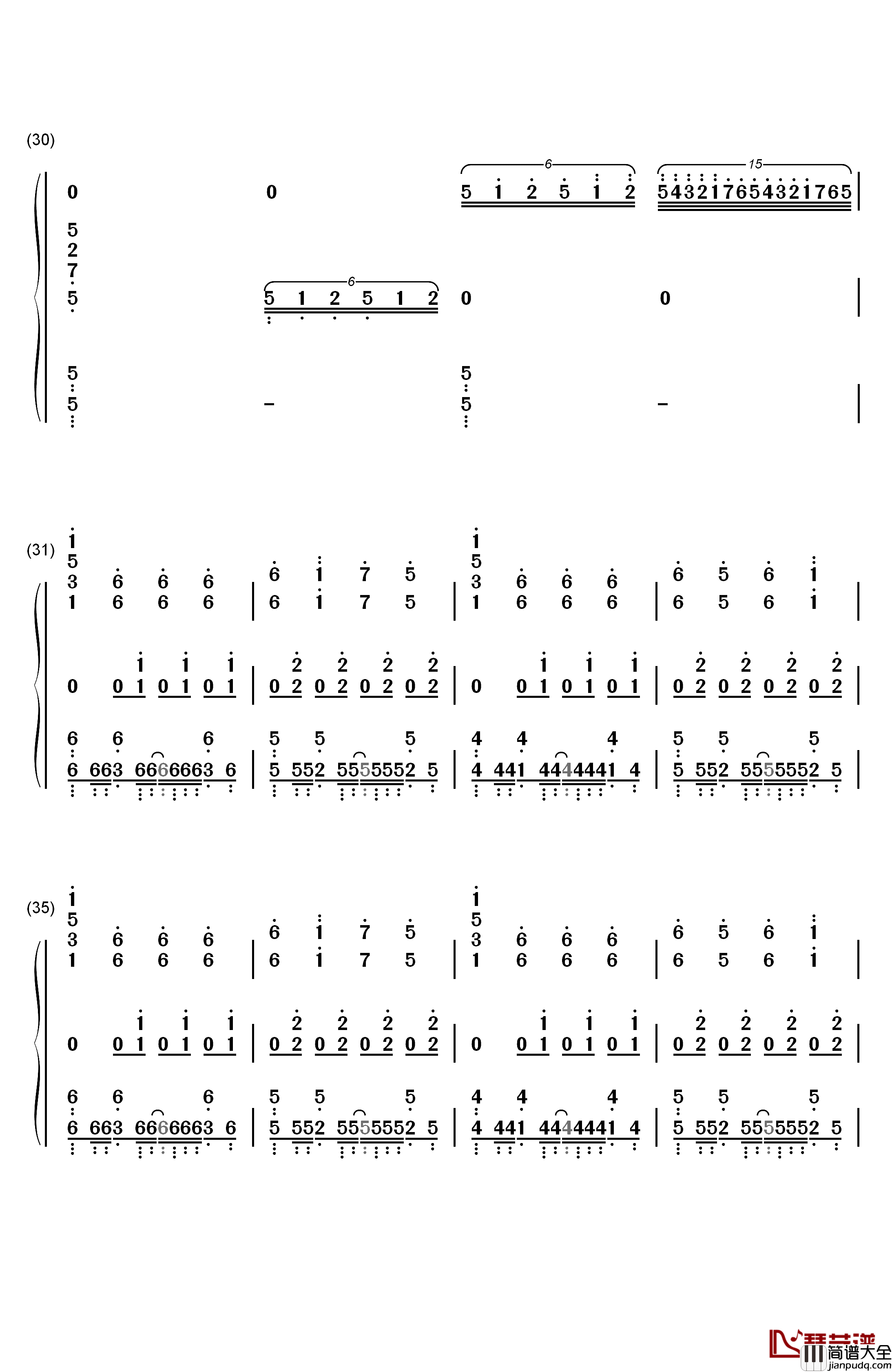 ninelie钢琴简谱_数字双手_Aimer_and_chelly