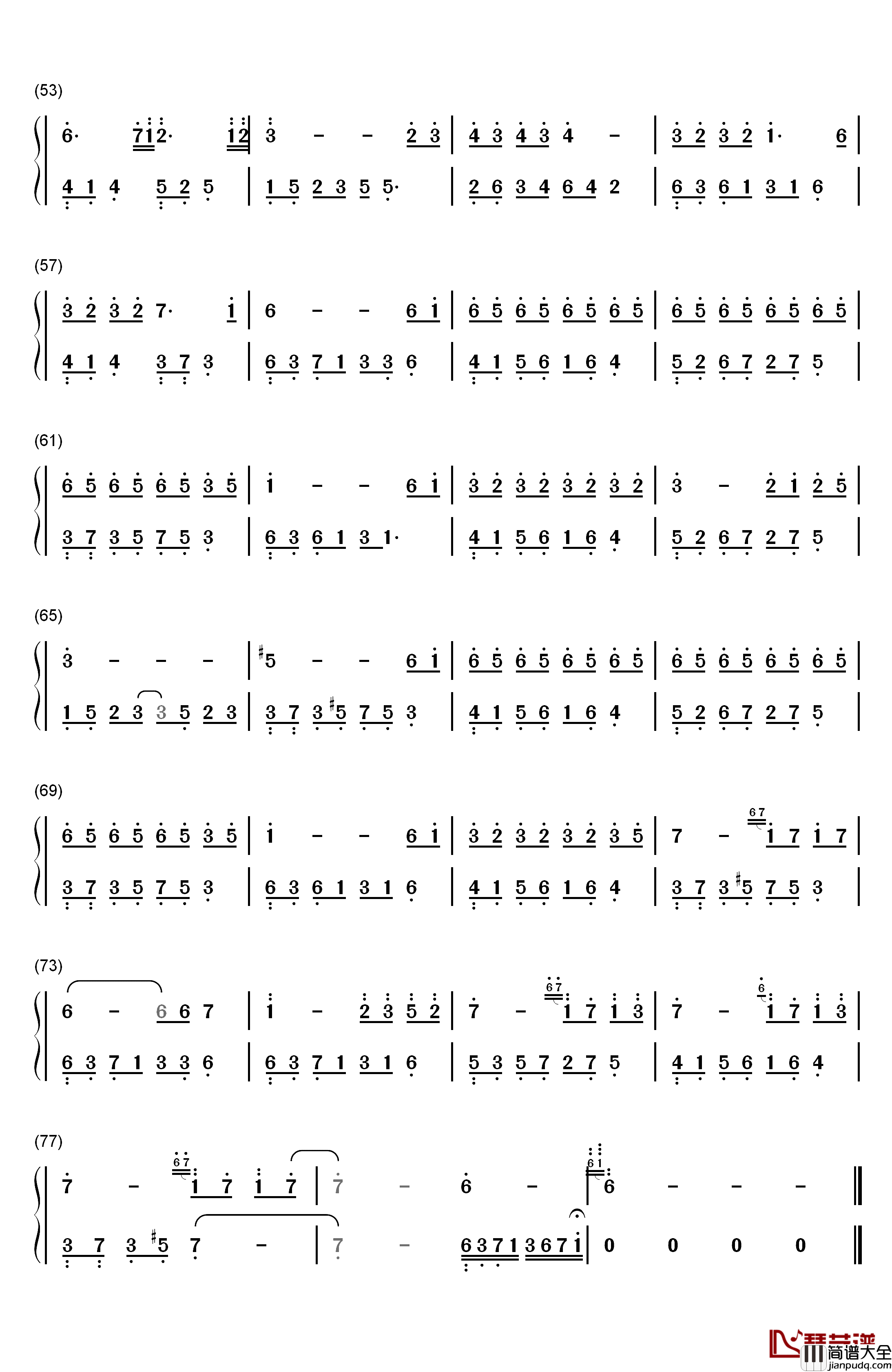 夜的钢琴曲_6钢琴简谱_数字双手_石进