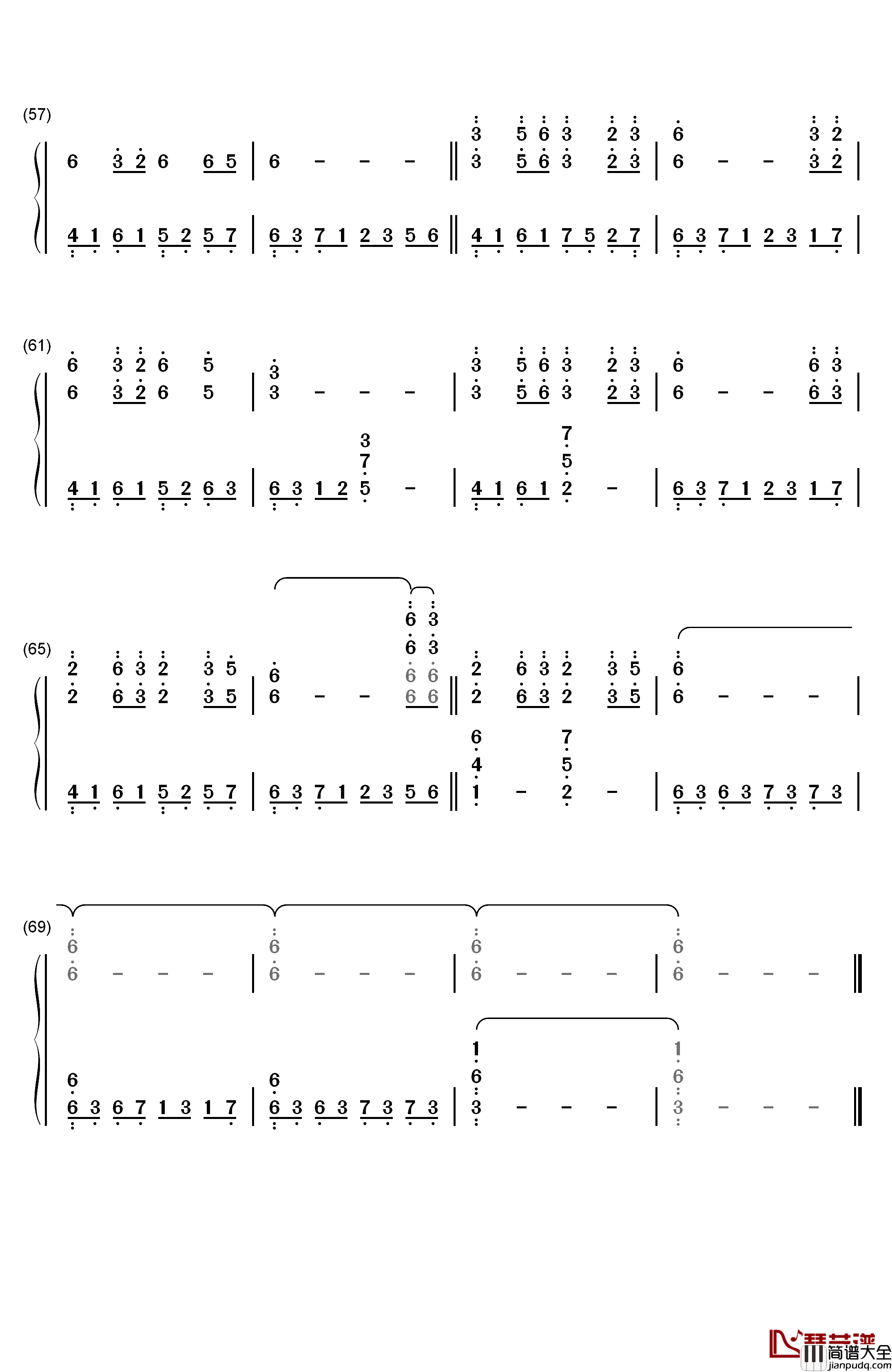 宁月钢琴简谱_数字双手_贾鹏芳