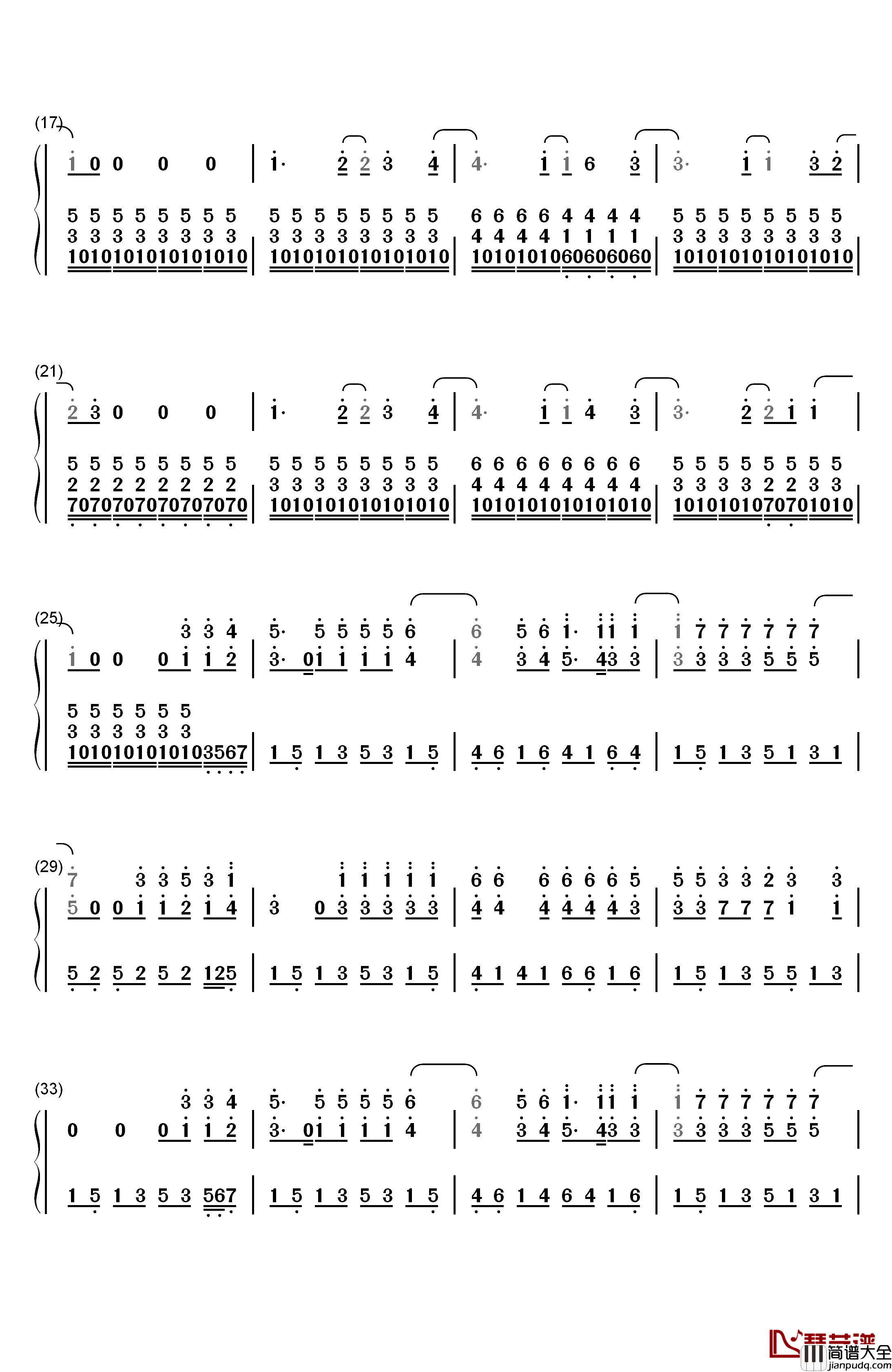 Try_Everything钢琴简谱_数字双手_Shakira