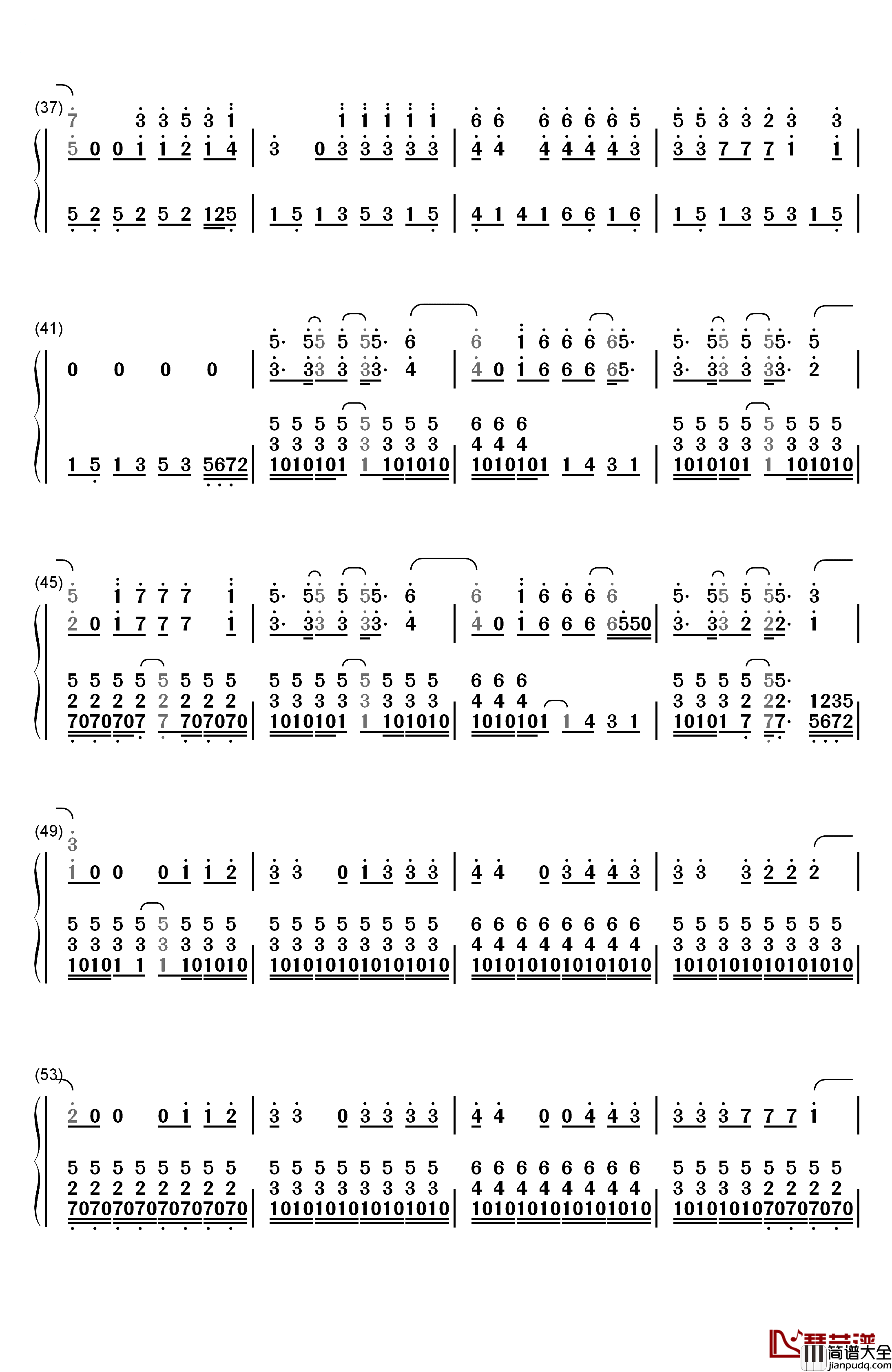 Try_Everything钢琴简谱_数字双手_Shakira