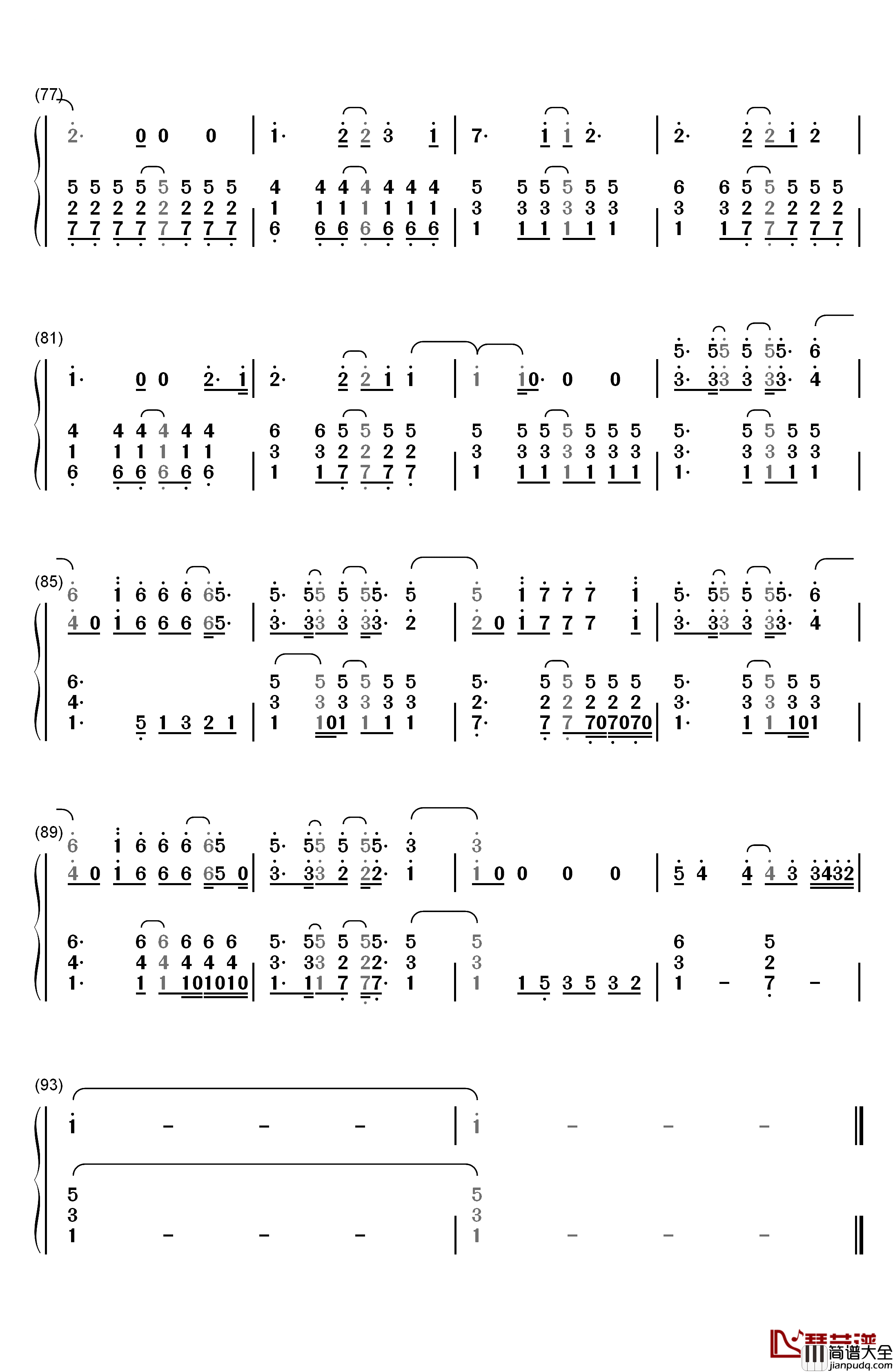 Try_Everything钢琴简谱_数字双手_Shakira