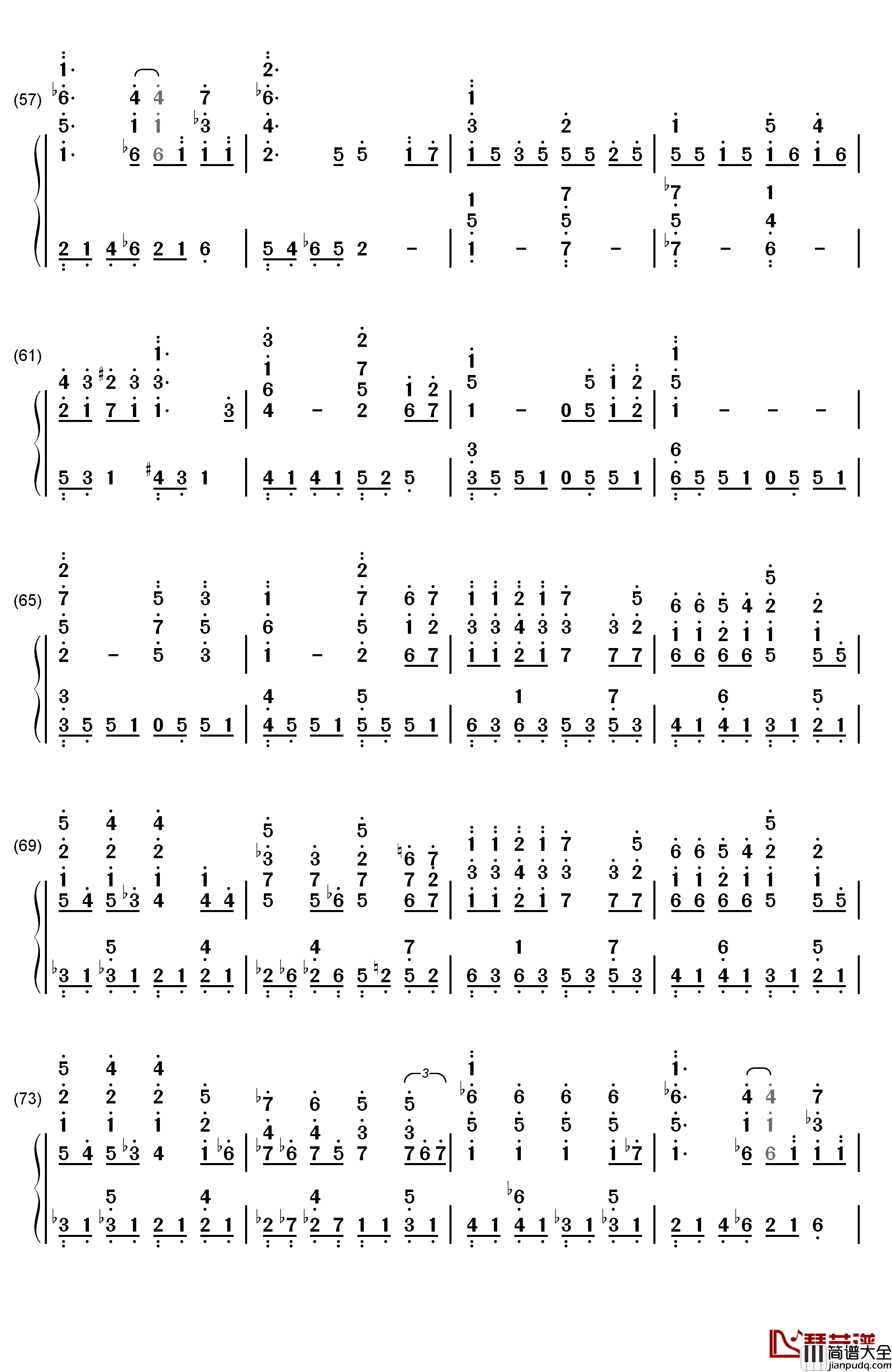 那一天的河川钢琴简谱_数字双手_久石让__Joe_Hisaishi_宫崎骏