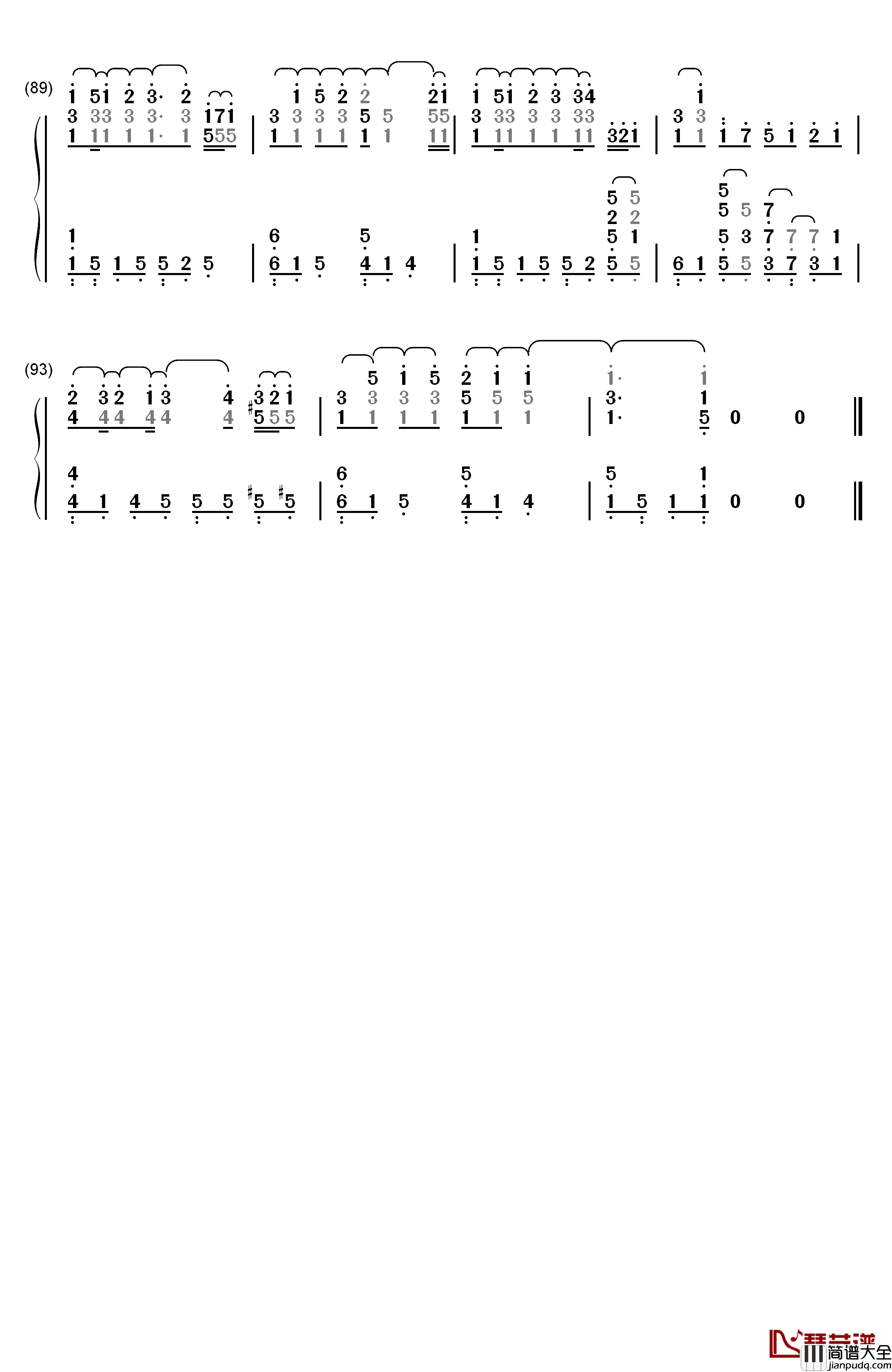 心做し钢琴简谱_数字双手_GUMI