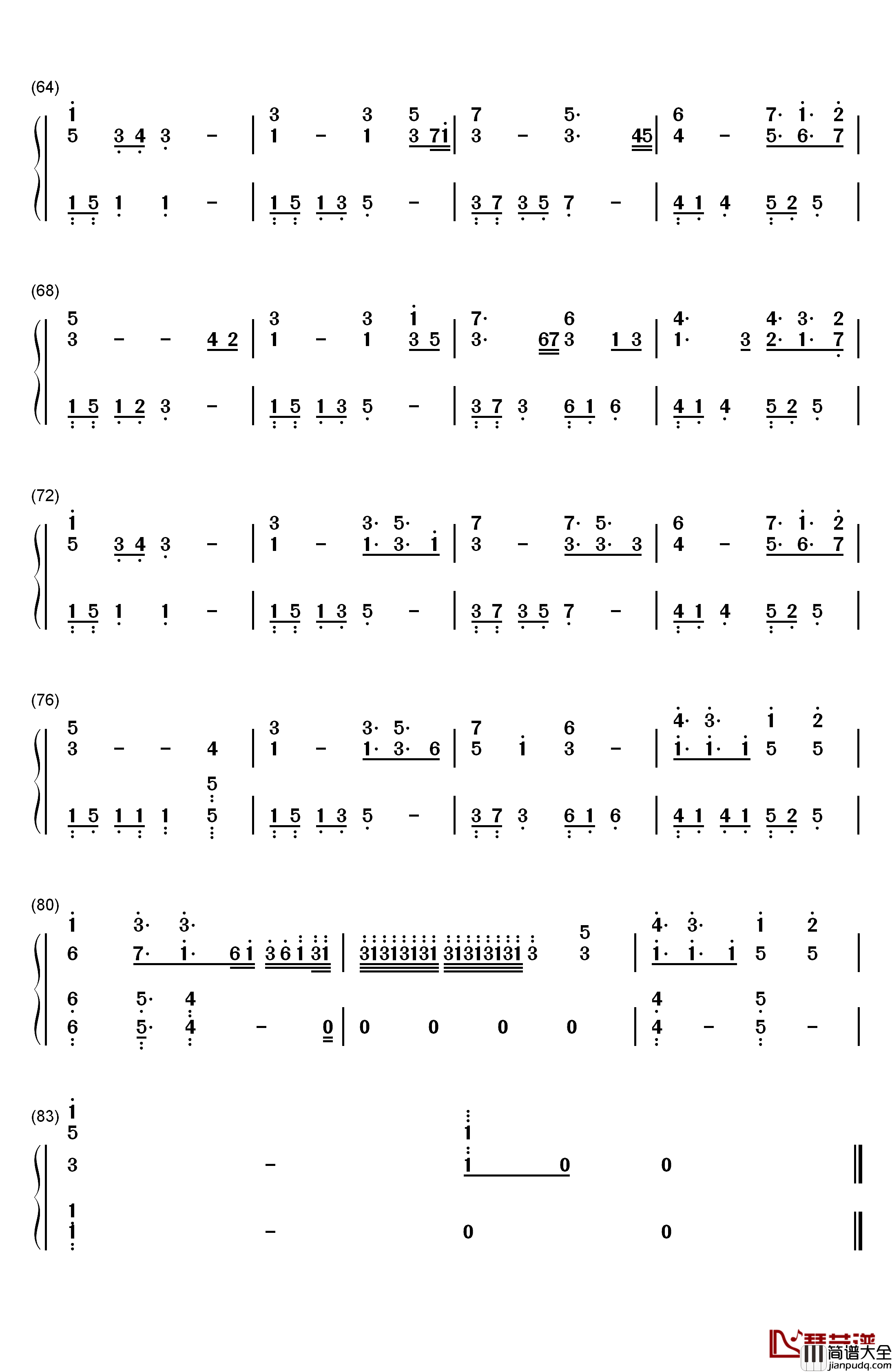 爸爸钢琴简谱_数字双手_鸟叔(PSY)