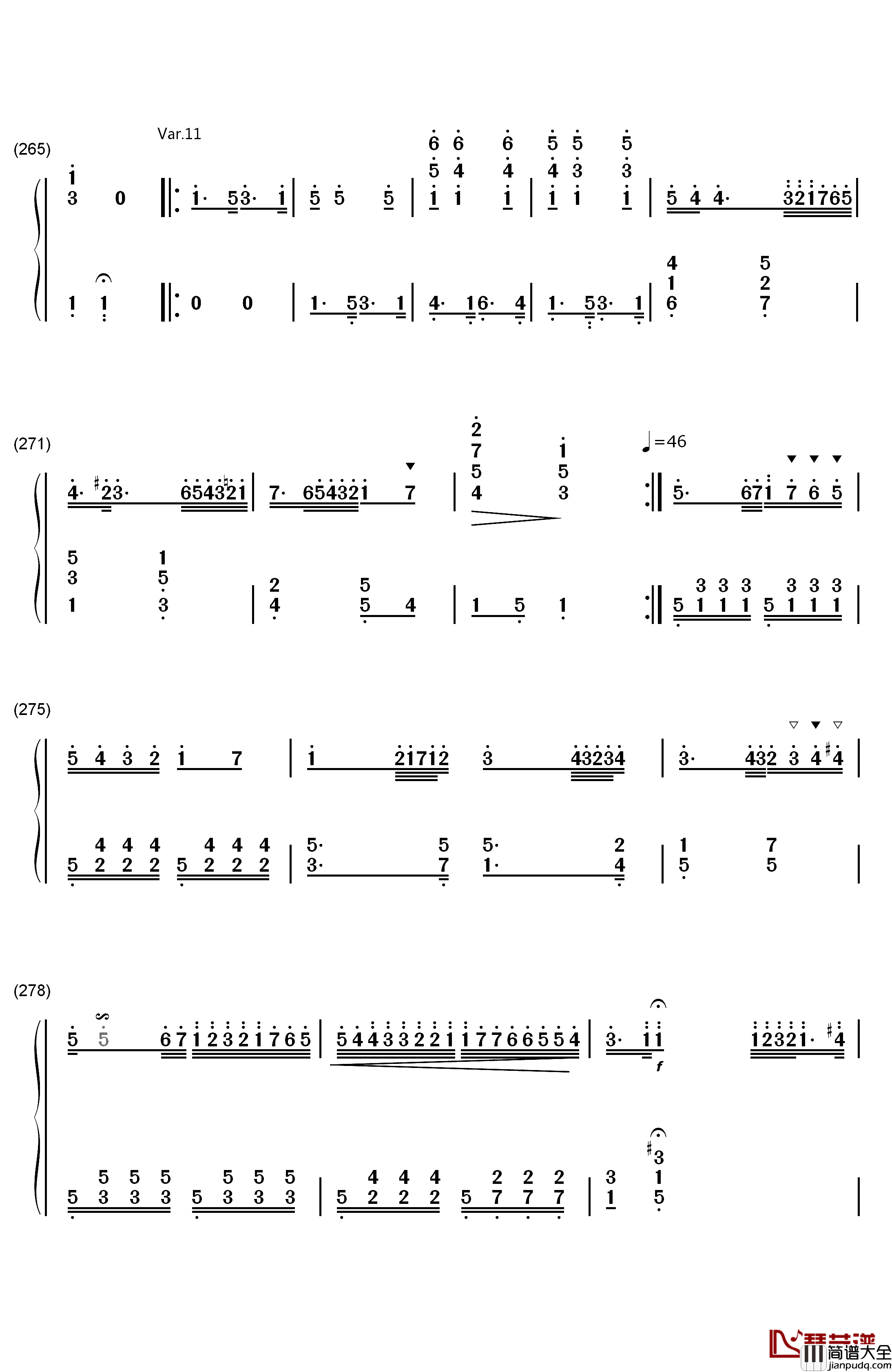 小星星变奏曲钢琴简谱_数字双手_莫扎特
