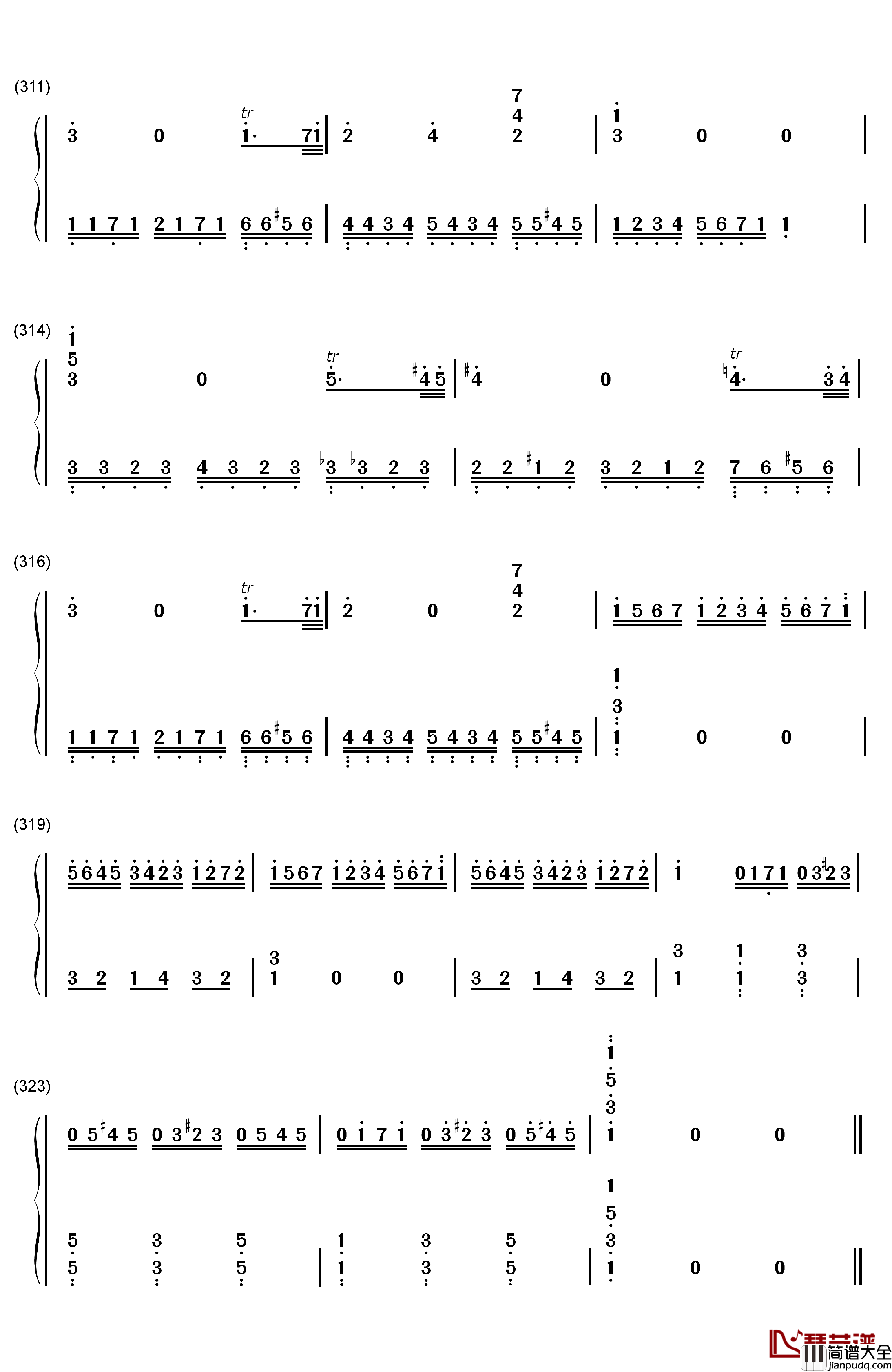 小星星变奏曲钢琴简谱_数字双手_莫扎特