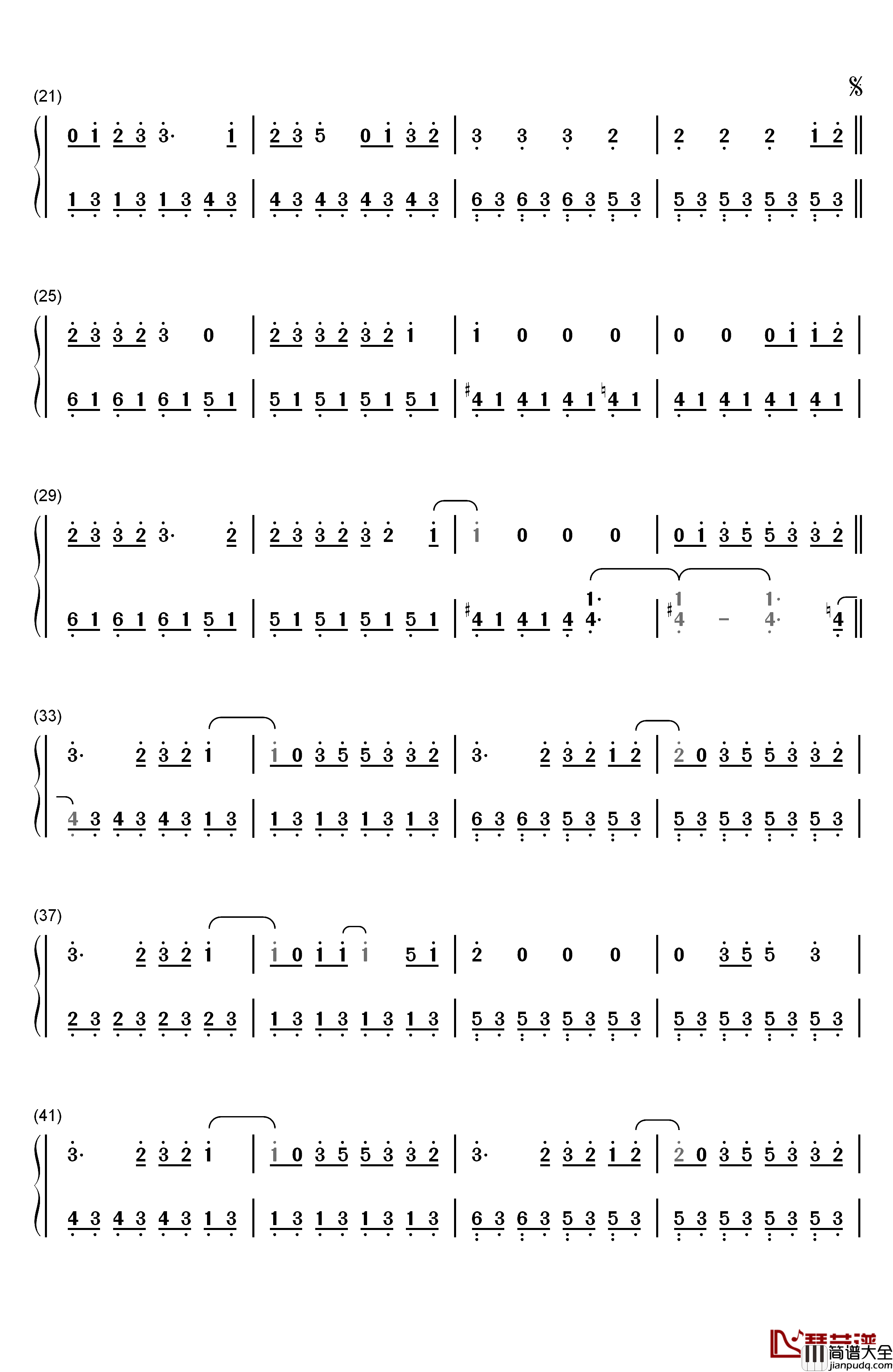 Let_It_Go钢琴简谱_数字双手_James_Bay