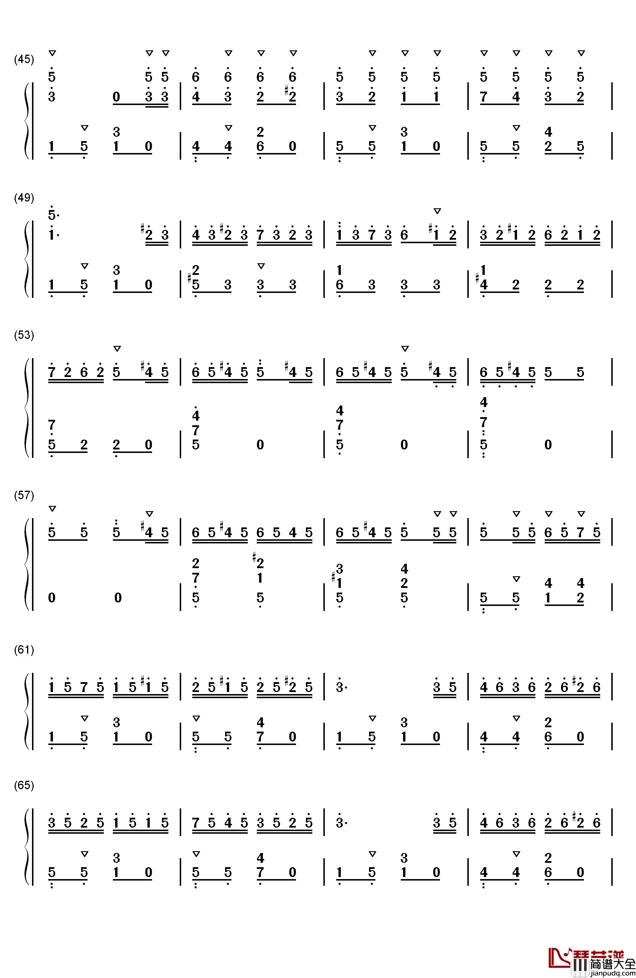 喷泉钢琴简谱_数字双手_卡尔博姆