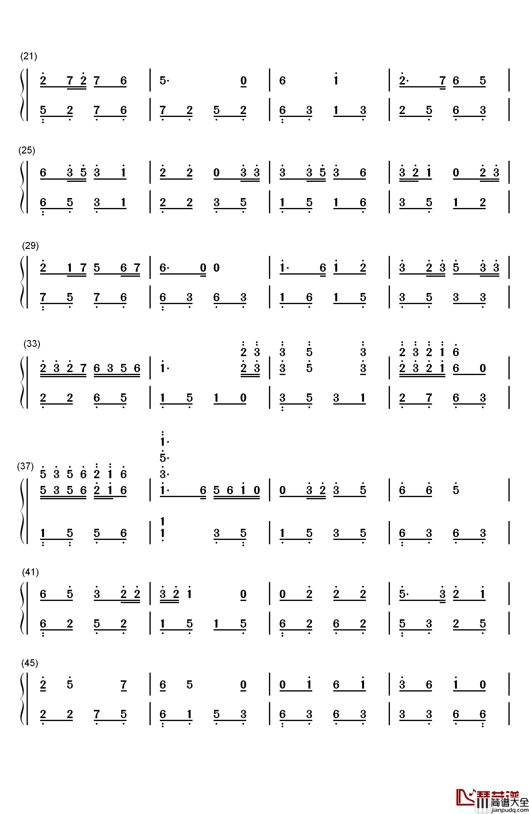 咱们屯里的人钢琴简谱_数字双手_赵本山
