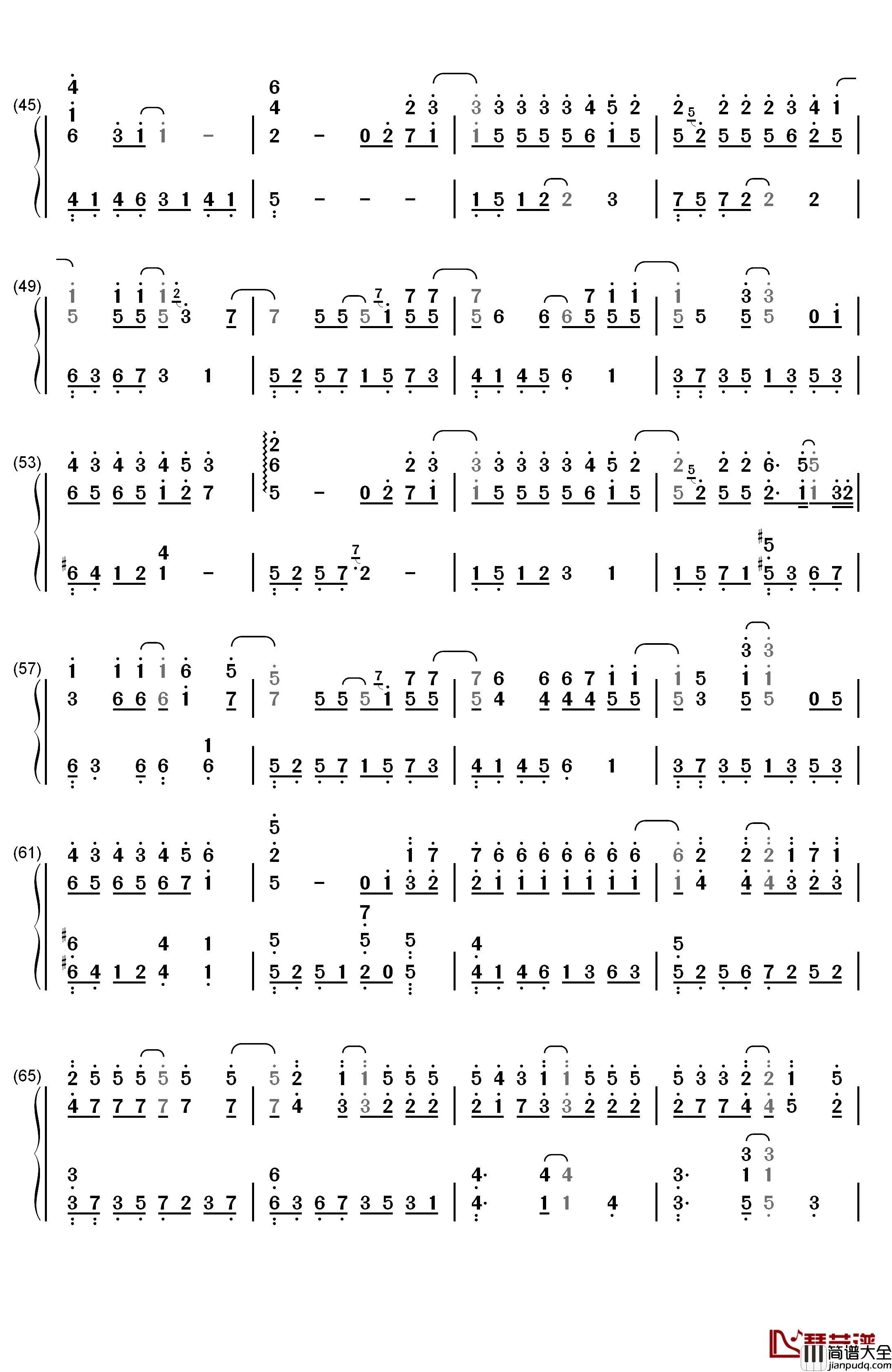 爱情怎么喊停钢琴简谱_数字双手_曾沛慈