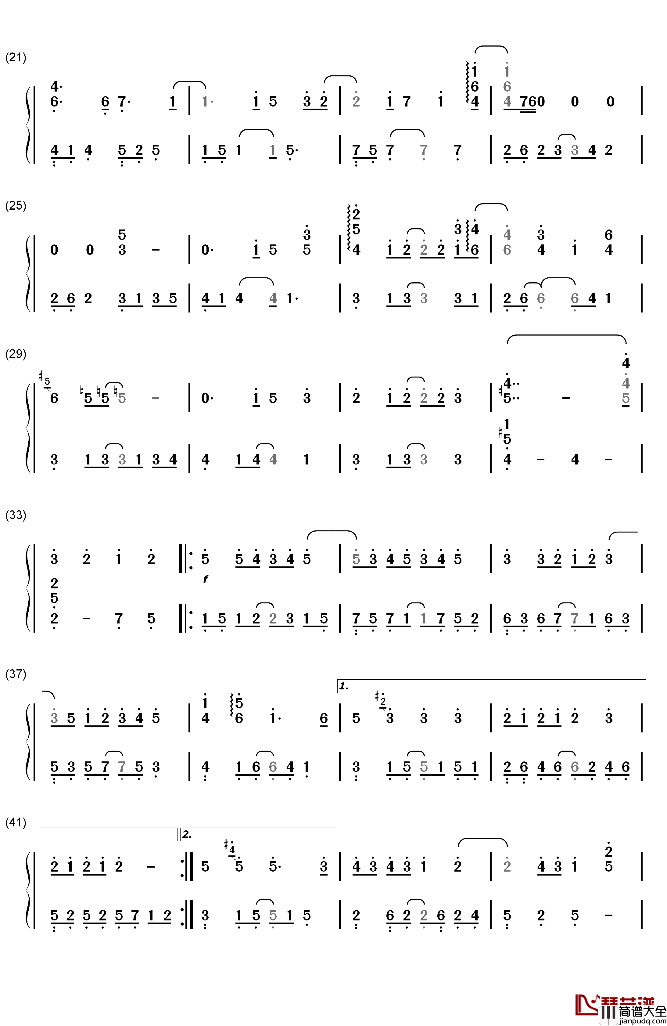 不可思议钢琴简谱_数字双手_金莎