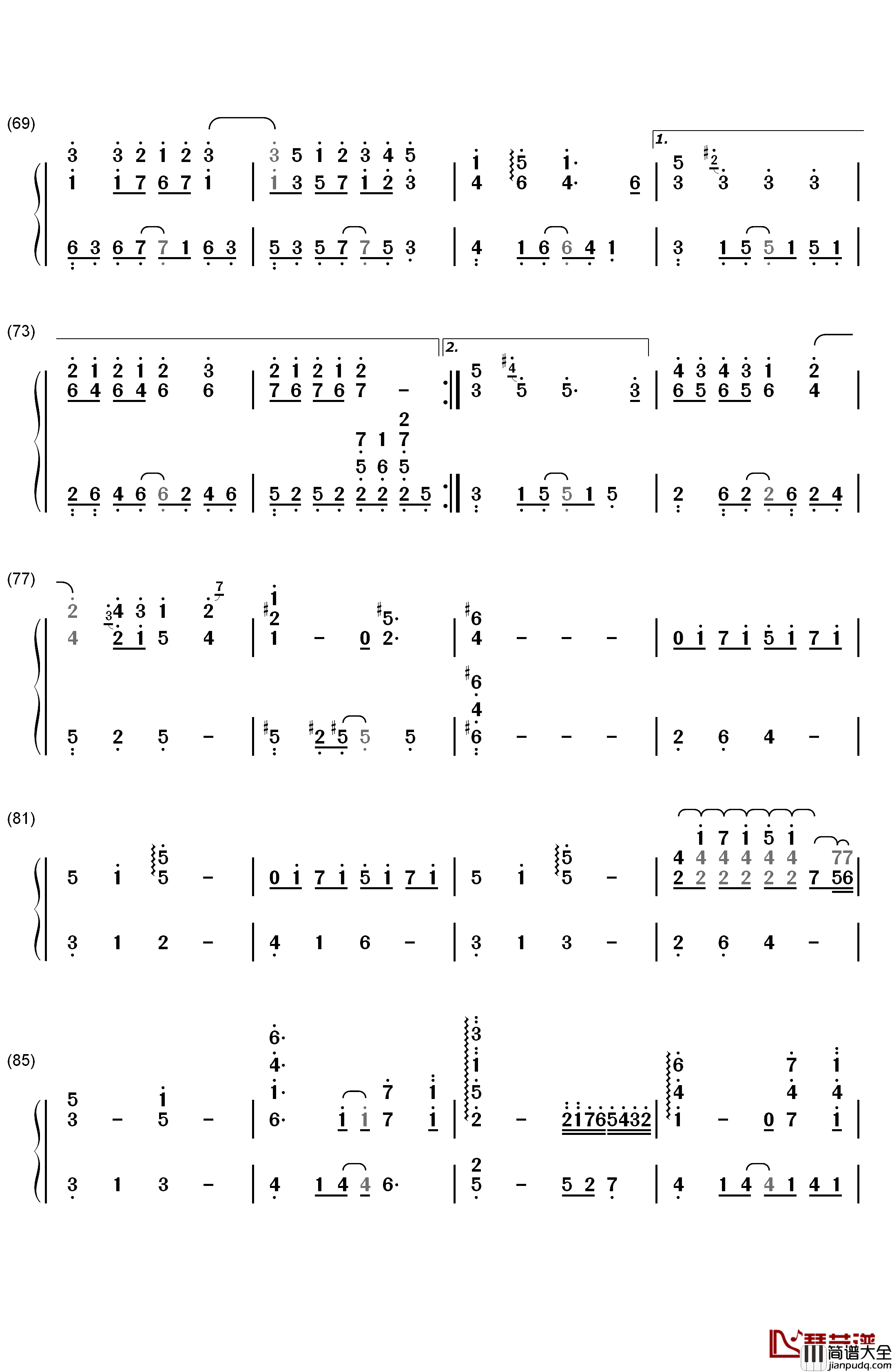 不可思议钢琴简谱_数字双手_金莎