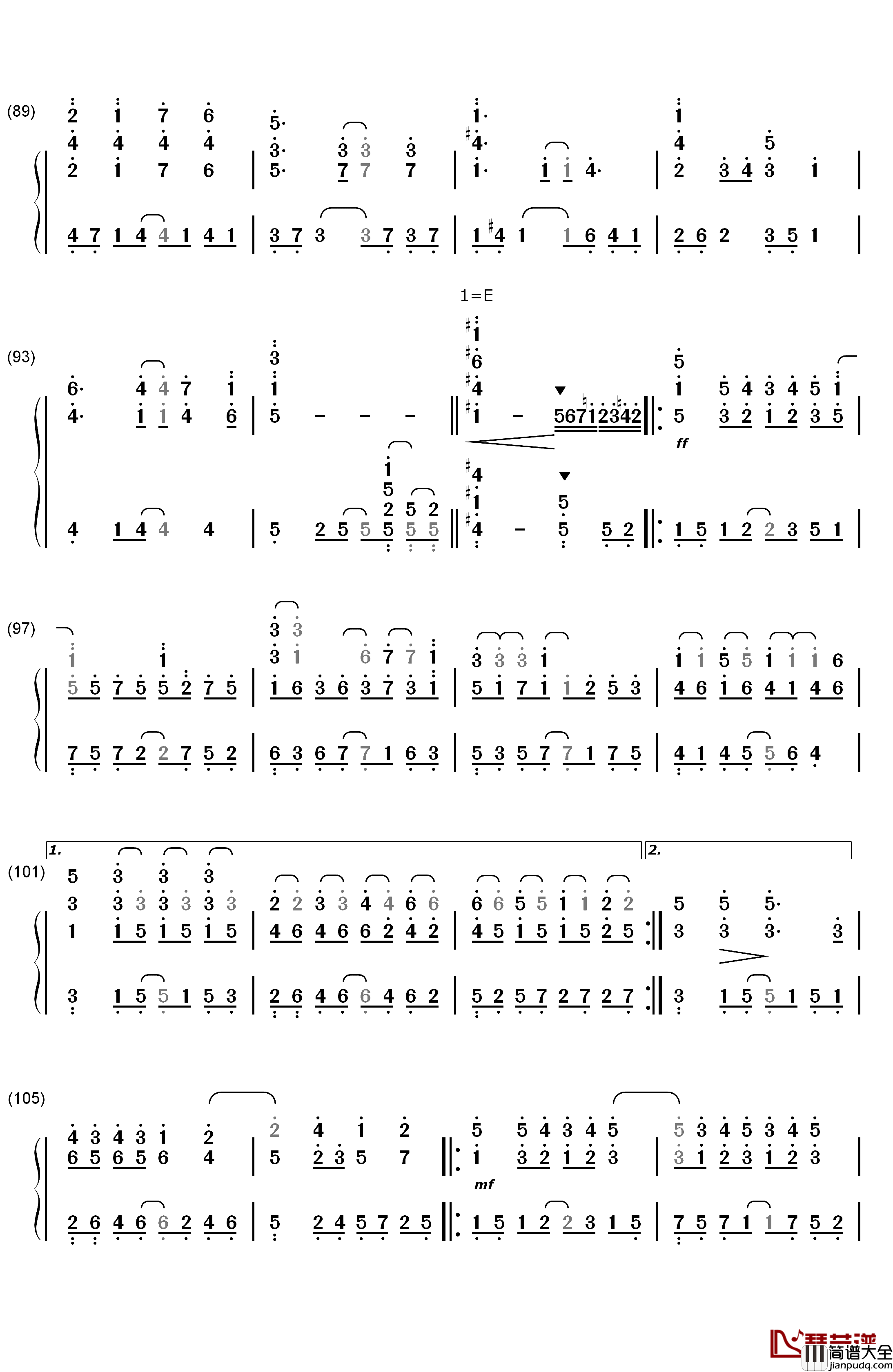 不可思议钢琴简谱_数字双手_金莎