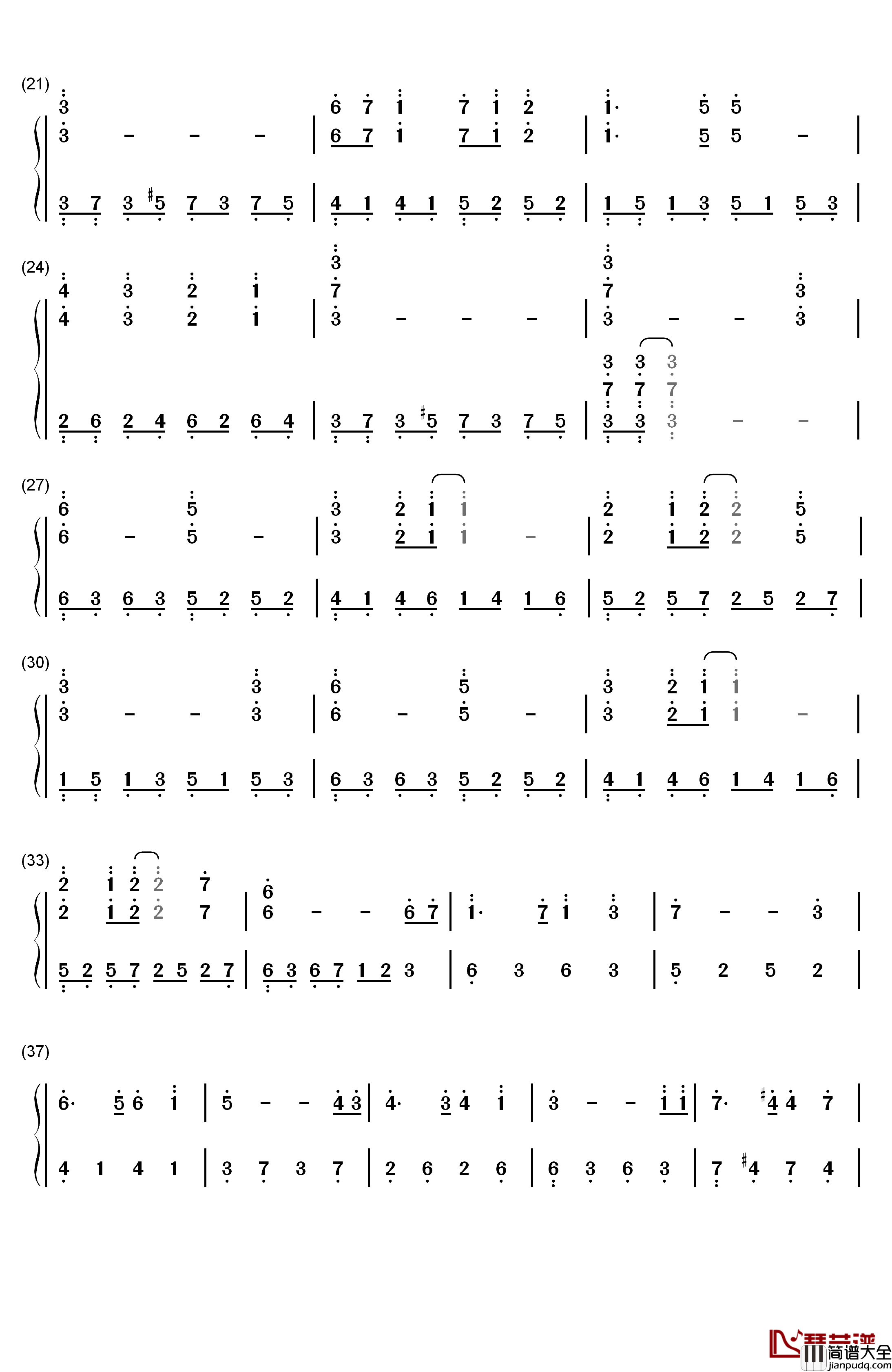 天空之城完美简单版钢琴简谱_数字双手_久石让__Joe_Hisaishi_宫崎骏