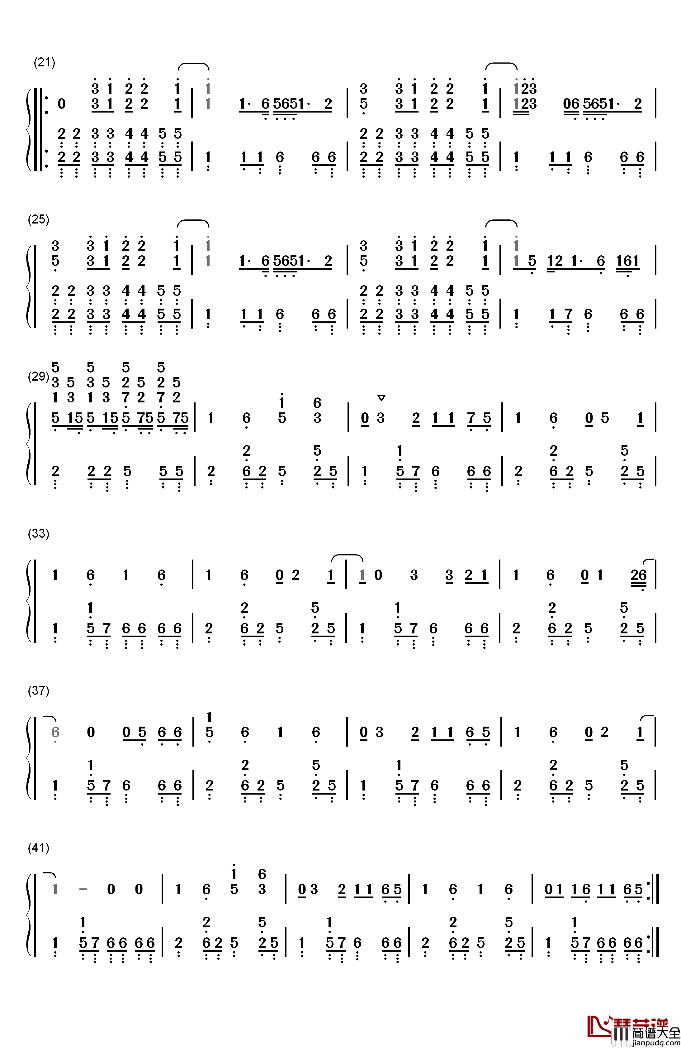 Come_and_Get_Your_Love钢琴简谱_数字双手_Redbone