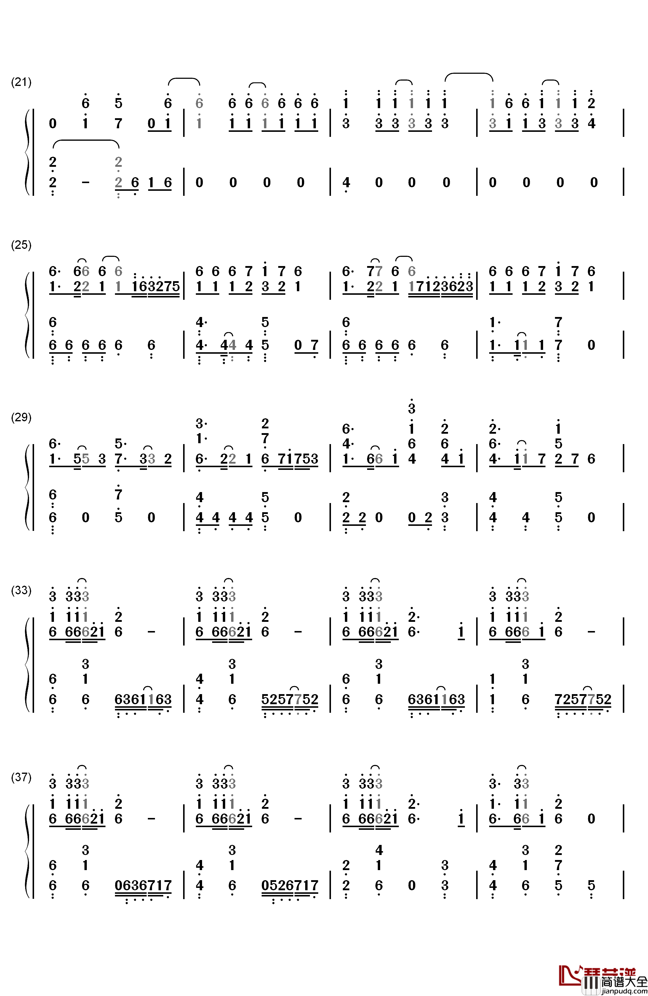 Black_Pearl钢琴简谱_数字双手_EXO