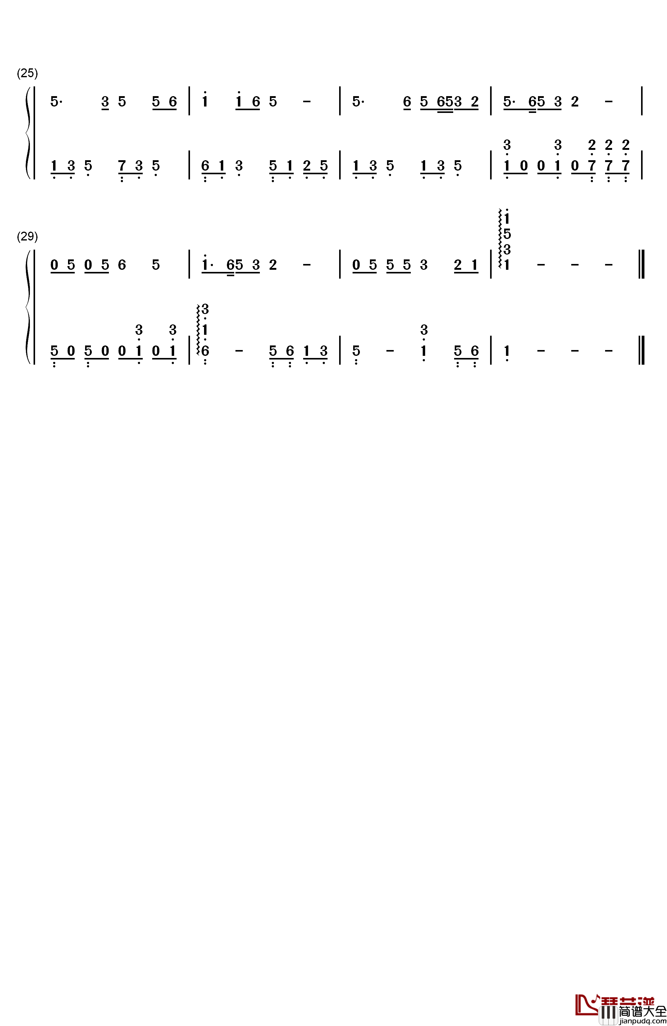 中华民谣钢琴简谱_数字双手_孙浩
