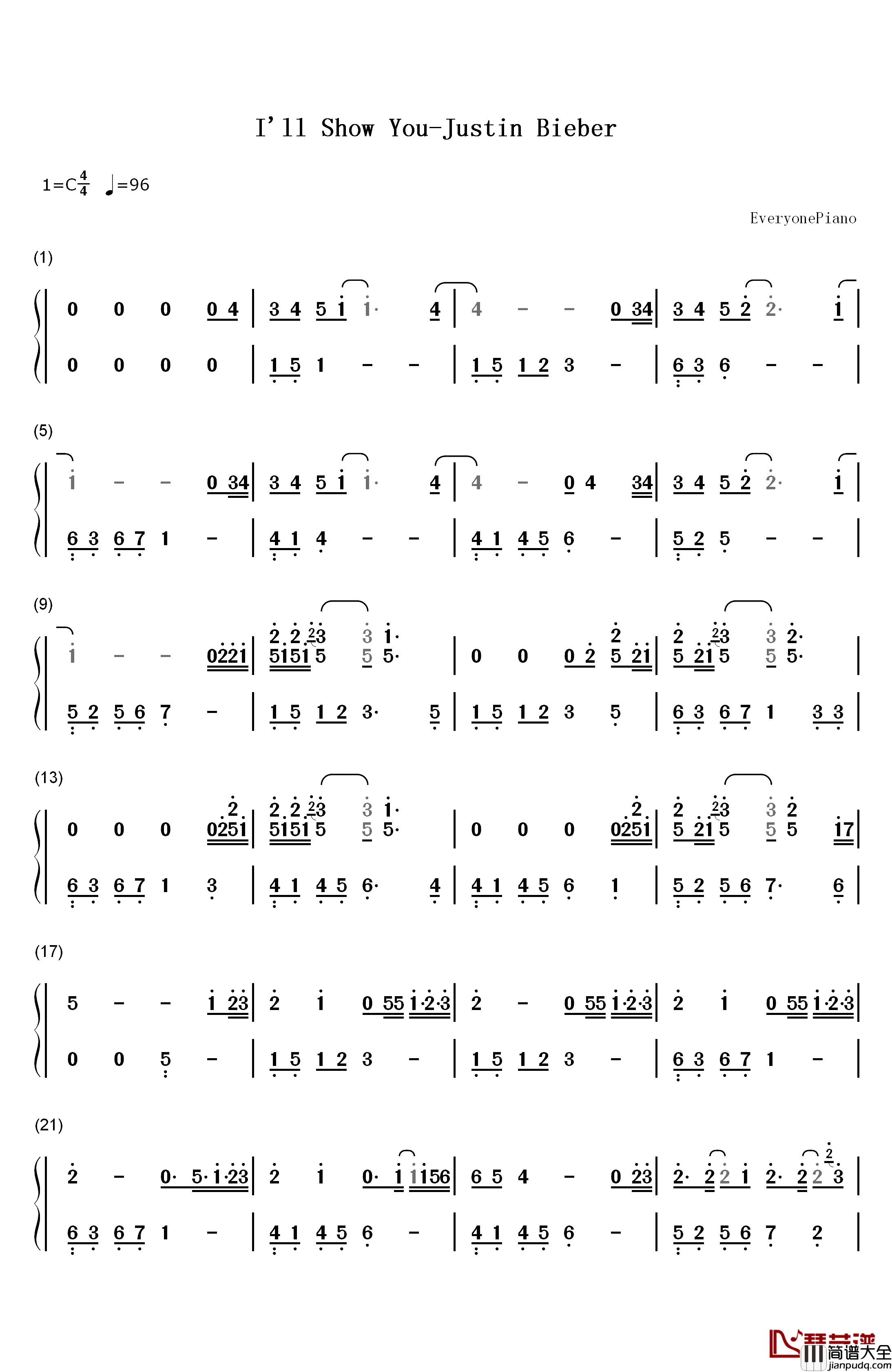 I'll_Show_You钢琴简谱_数字双手_贾斯汀•比伯