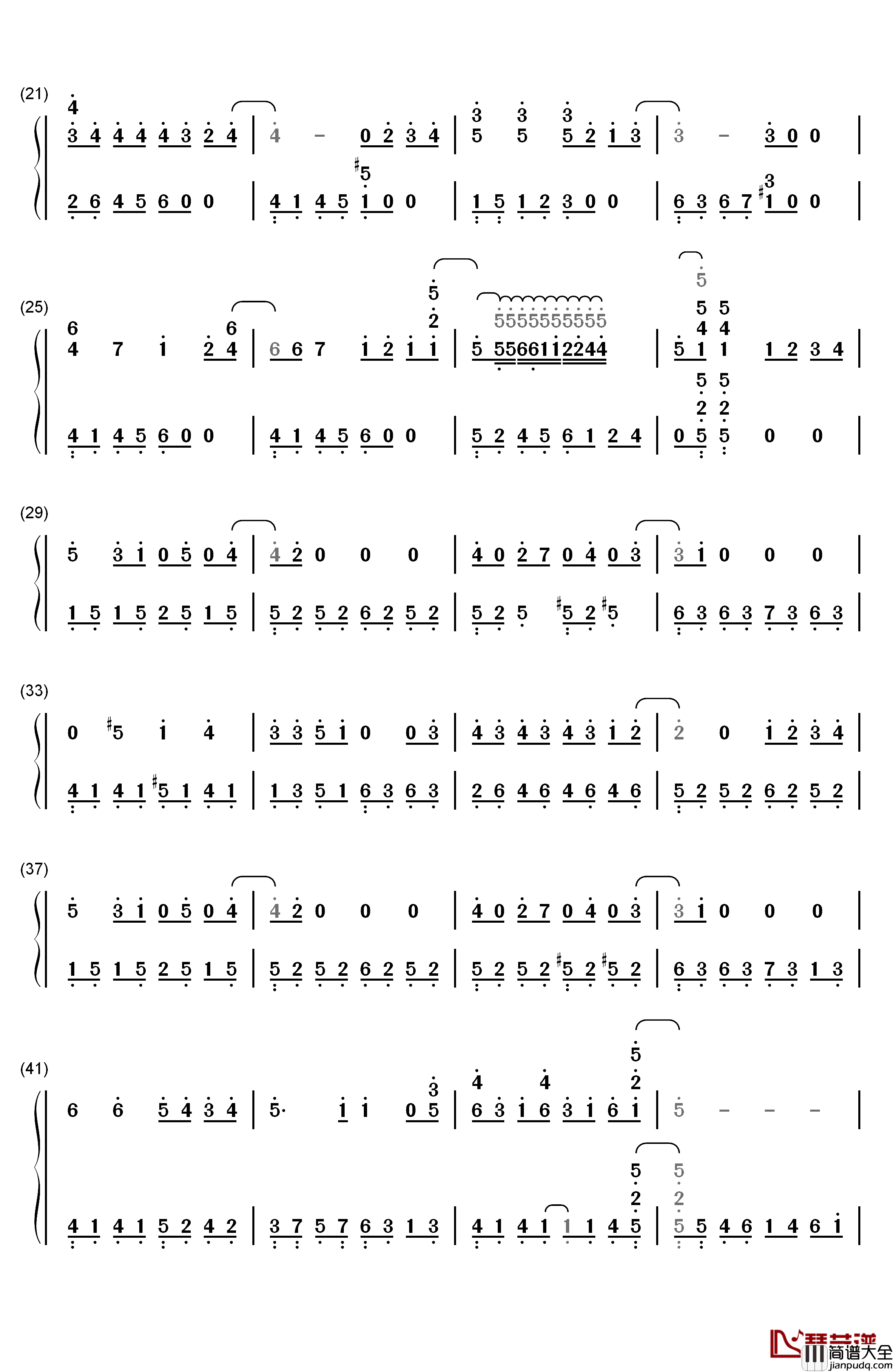 龙猫主题曲钢琴简谱_数字双手_宫崎骏