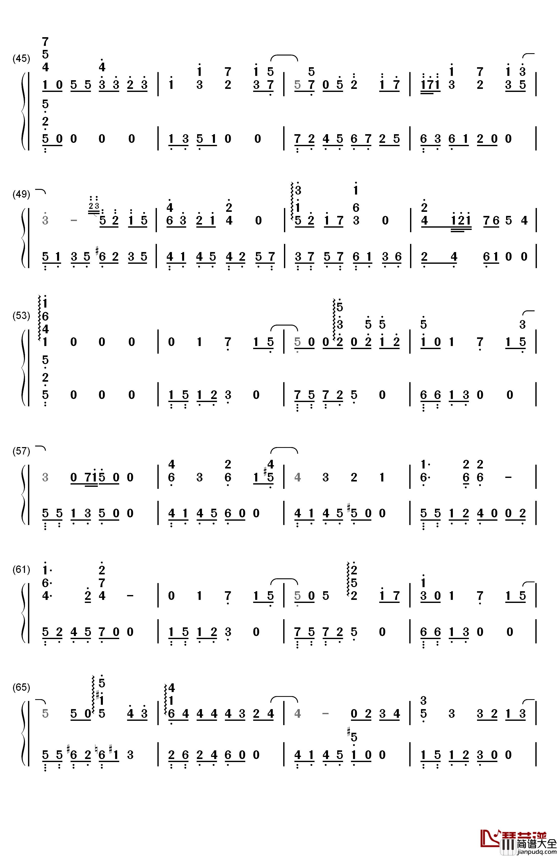 龙猫主题曲钢琴简谱_数字双手_宫崎骏