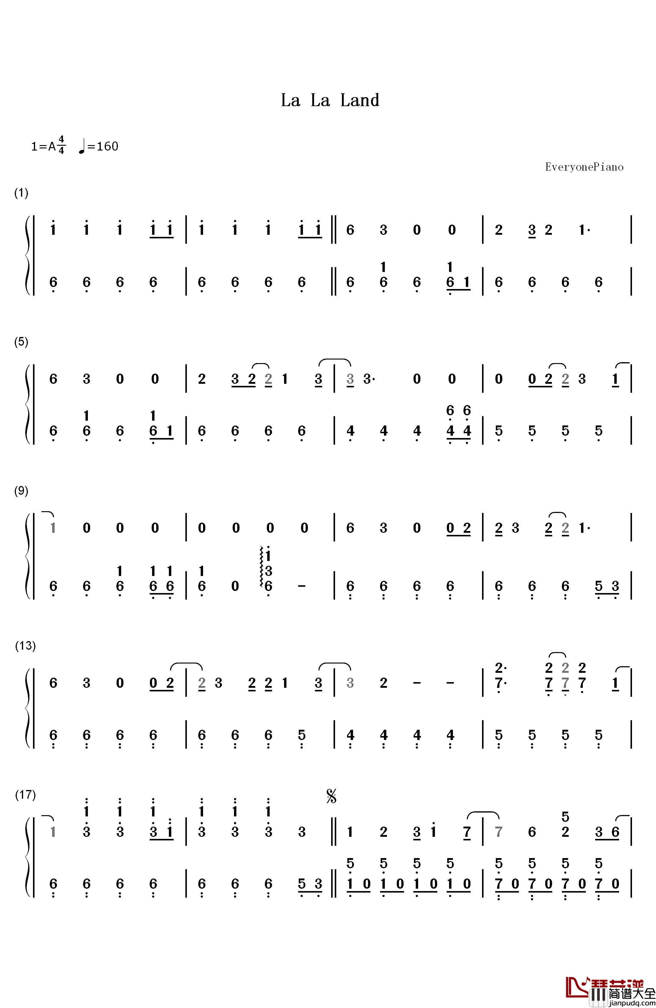 La_La_Land钢琴简谱_数字双手_Demi_Lovato