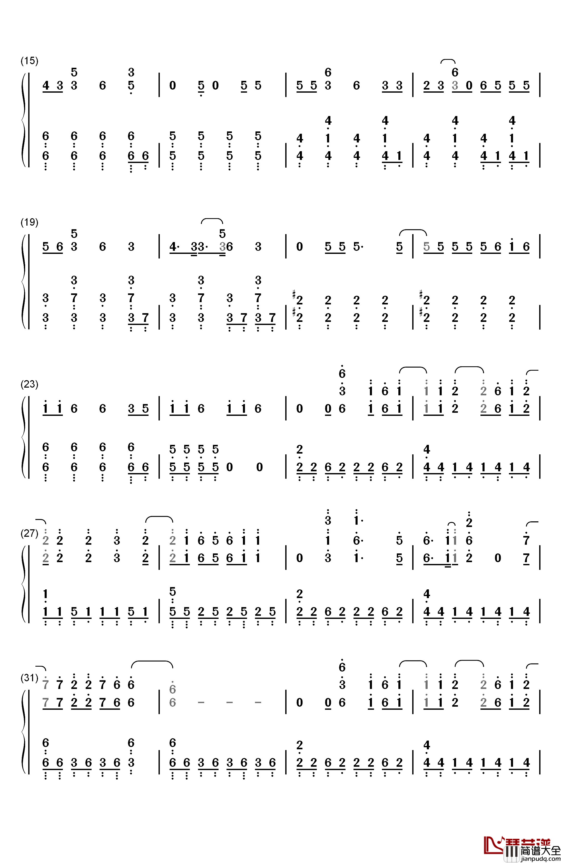 明日を鸣らせ钢琴简谱_数字双手_シシド・カフカ(宍户佑名)