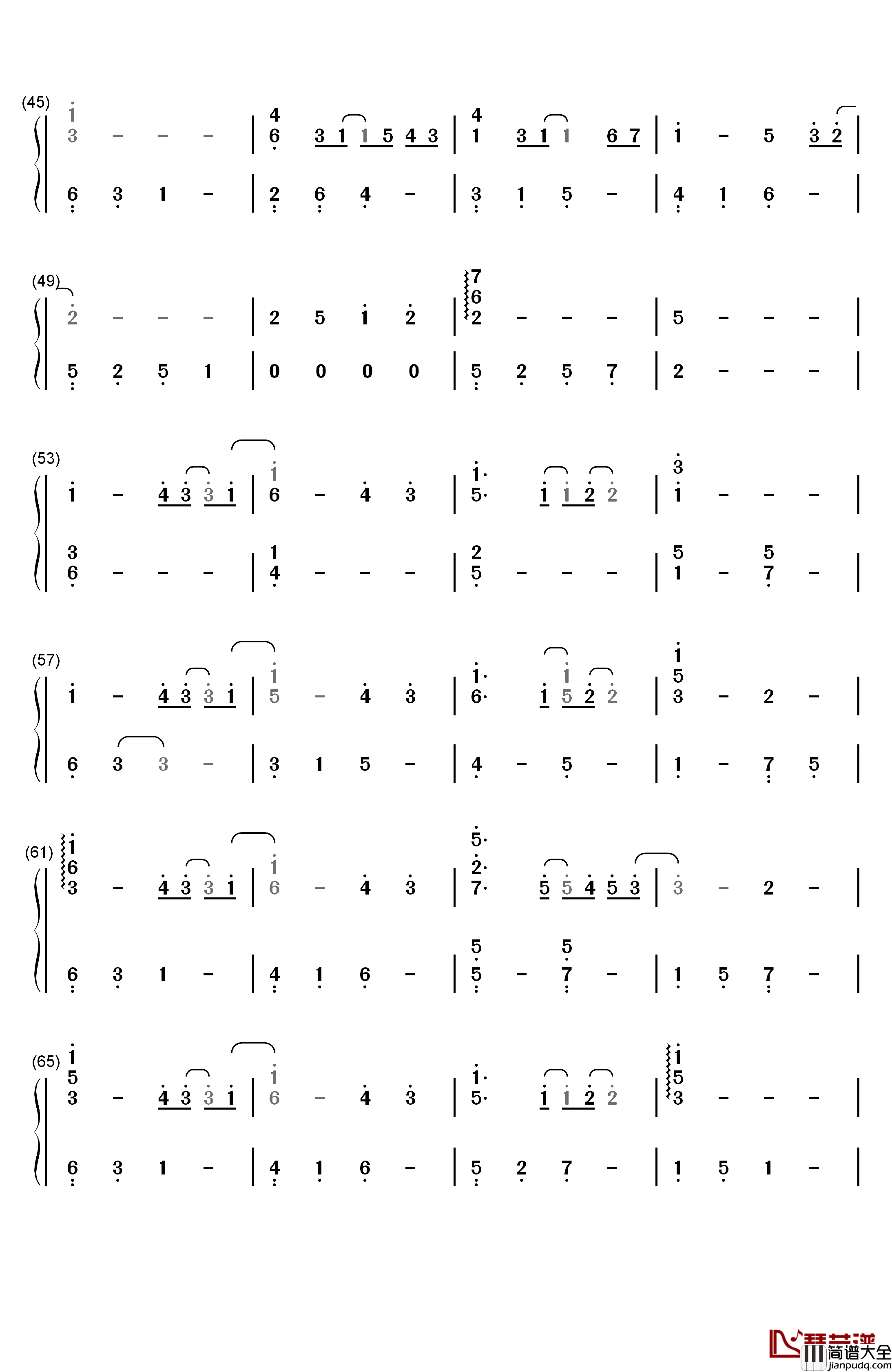 強くなれ钢琴简谱_数字双手_林ゆうき（林友树）
