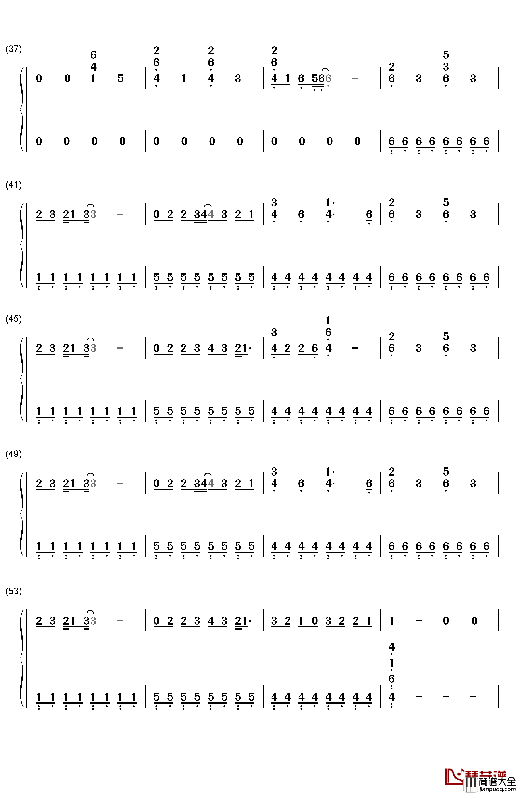 Counting_Stars钢琴简谱_数字双手_OneRepublic