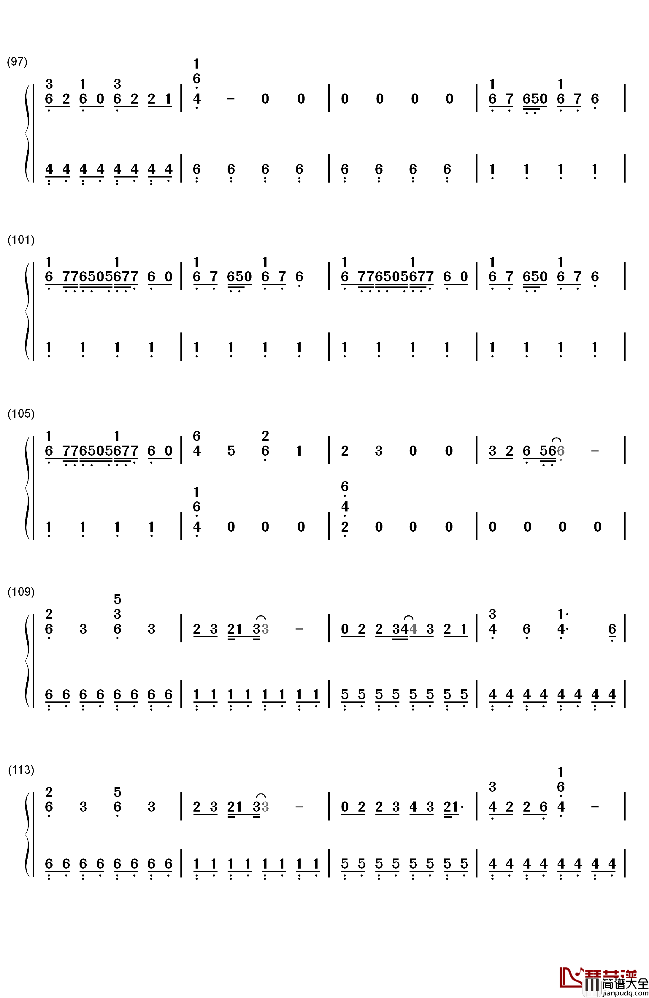 Counting_Stars钢琴简谱_数字双手_OneRepublic