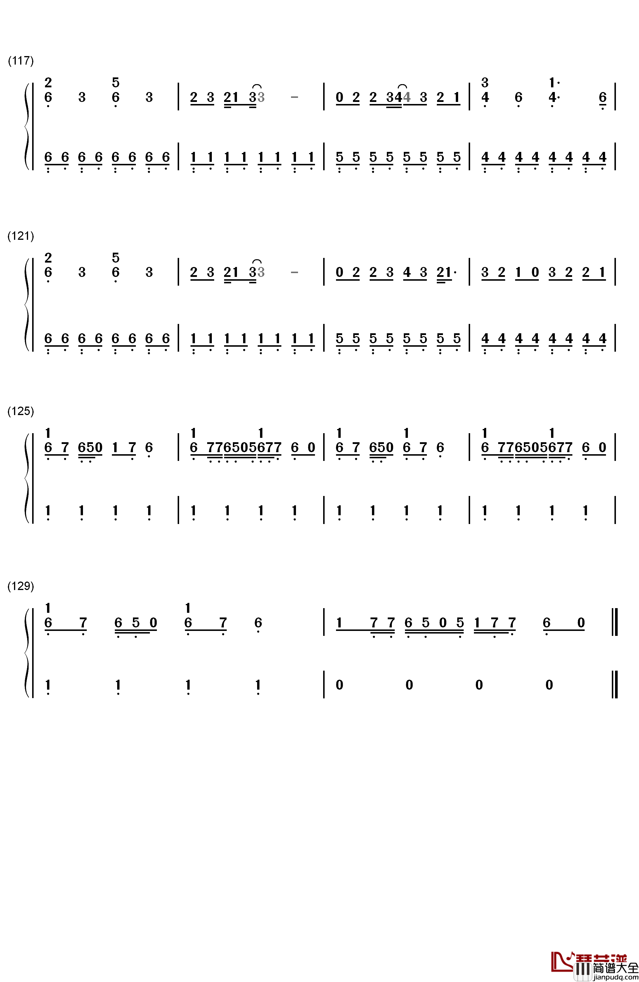 Counting_Stars钢琴简谱_数字双手_OneRepublic