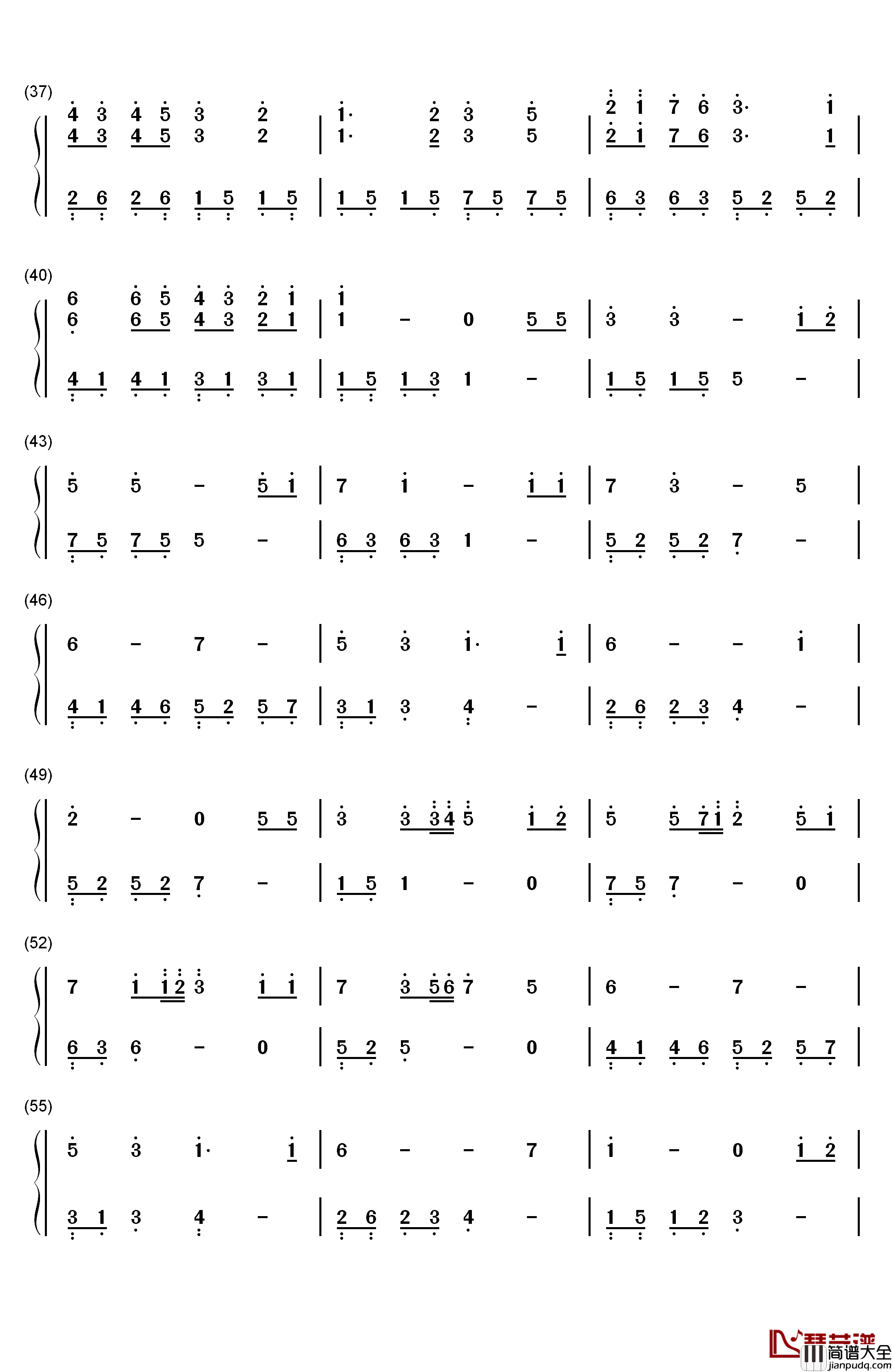 好听钢琴简谱_数字双手_许茹芸